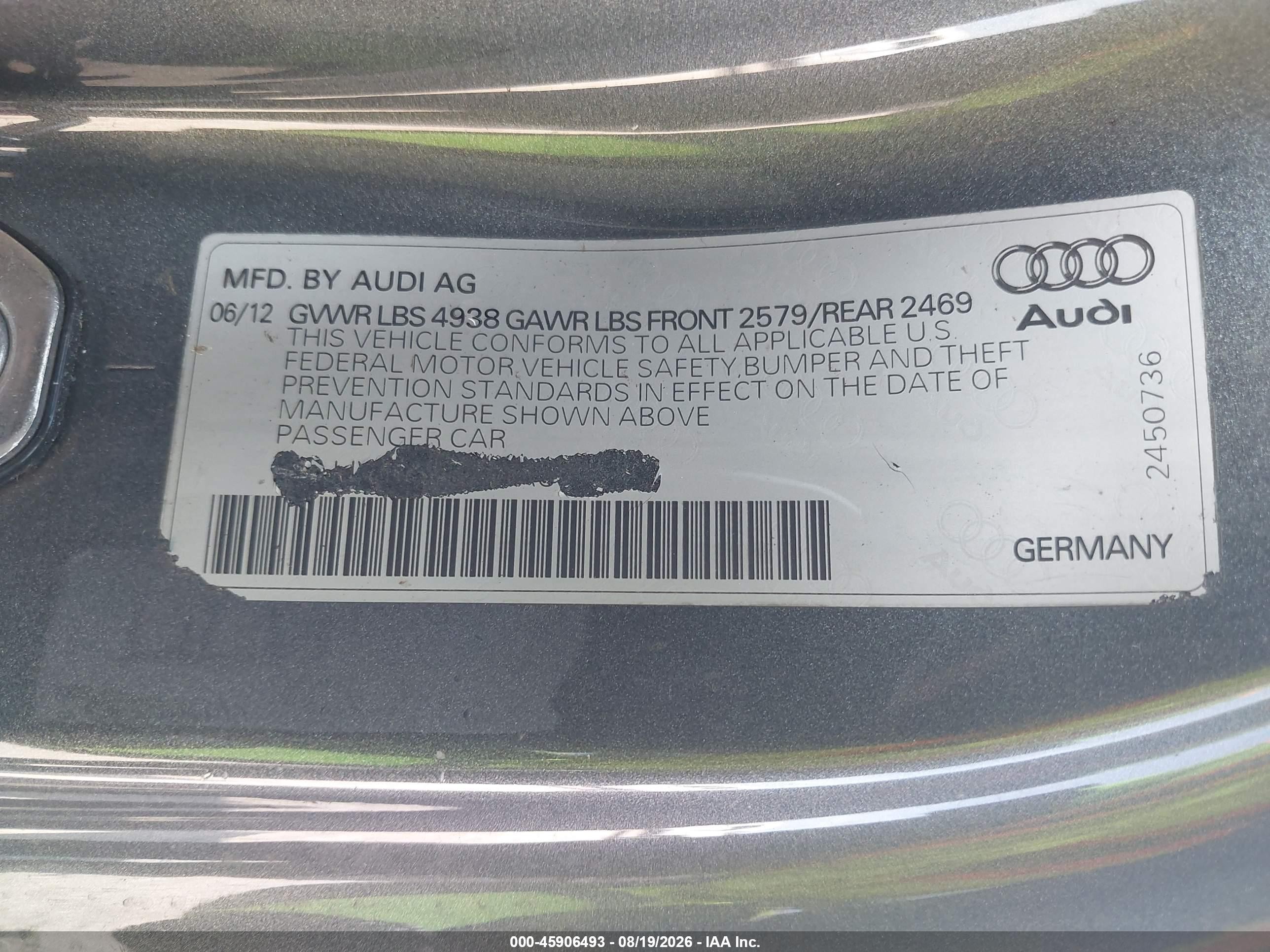 2013 Audi S5 3.0t Premium Plus Серый vin: WAUVGAFR2DA006957