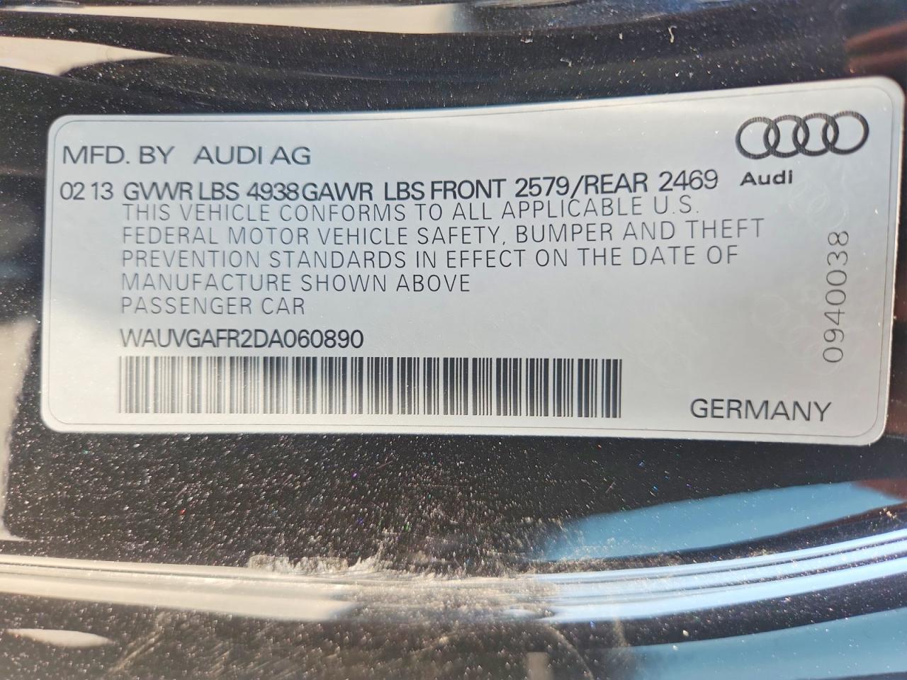 2013 Audi S5 Prestige Black vin: WAUVGAFR2DA060890