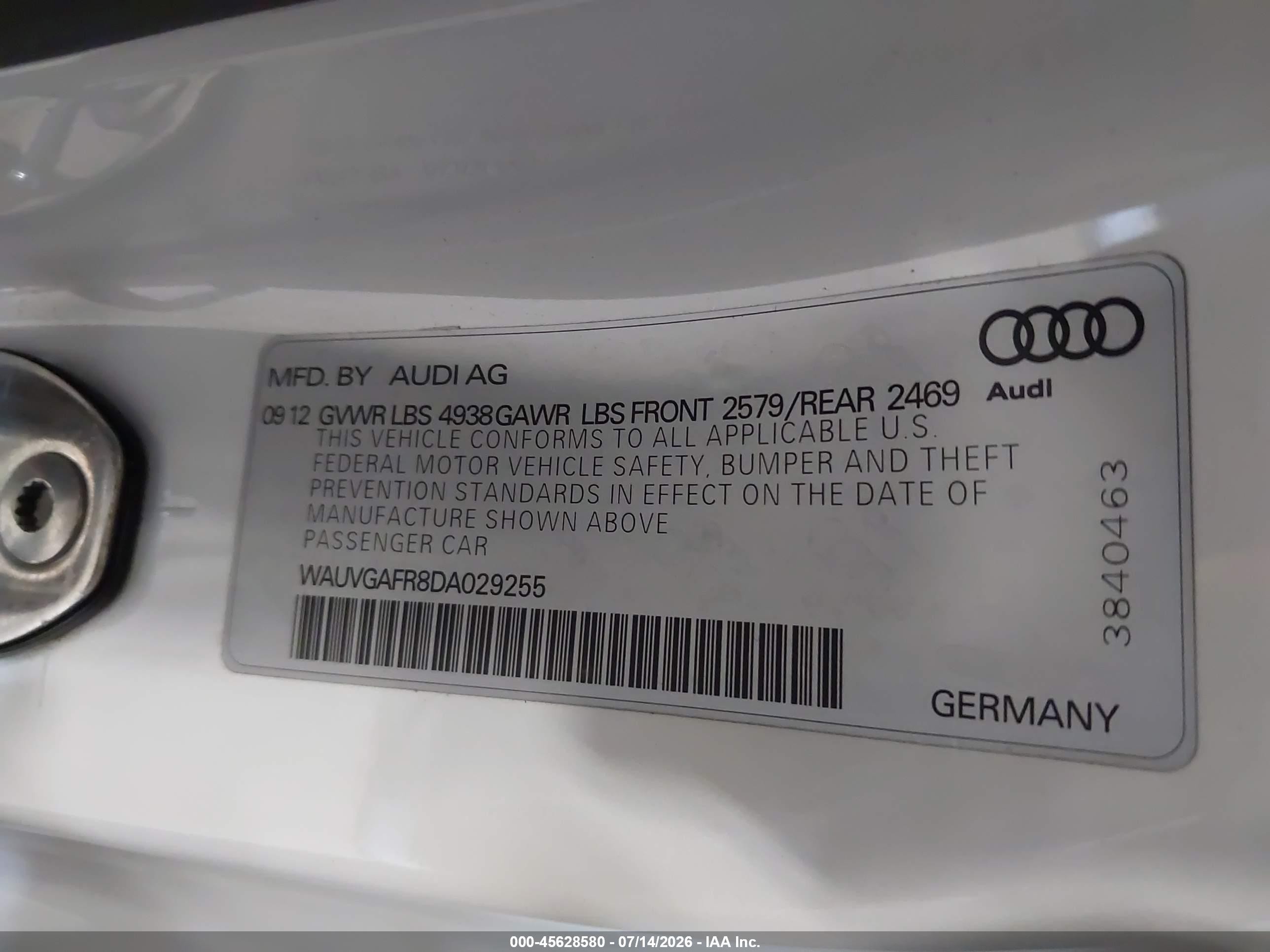 2013 Audi S5 3.0t Premium Plus White vin: WAUVGAFR8DA029255