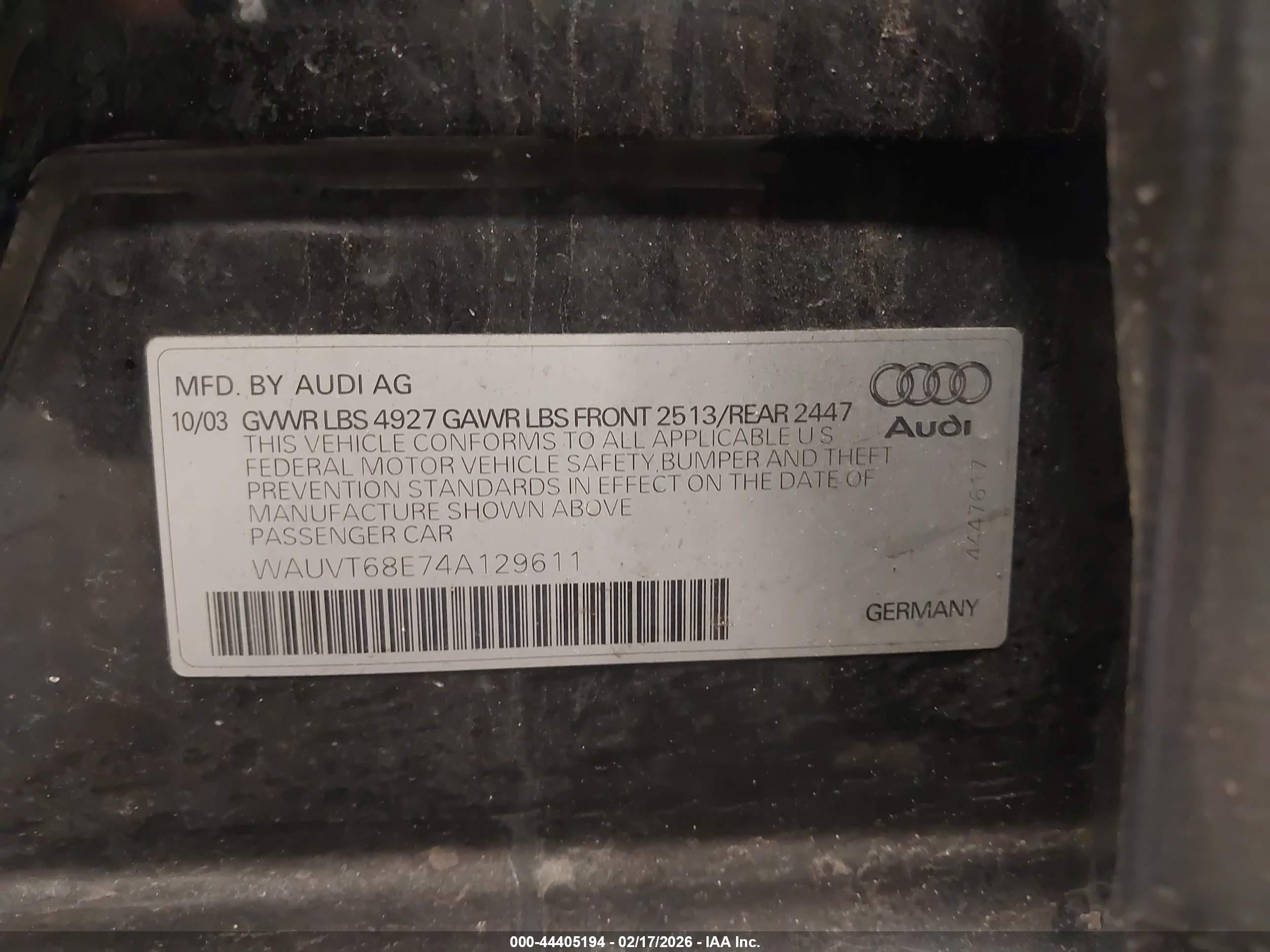2004 Audi A4 3.0 Avant Черный vin: WAUVT68E74A129611