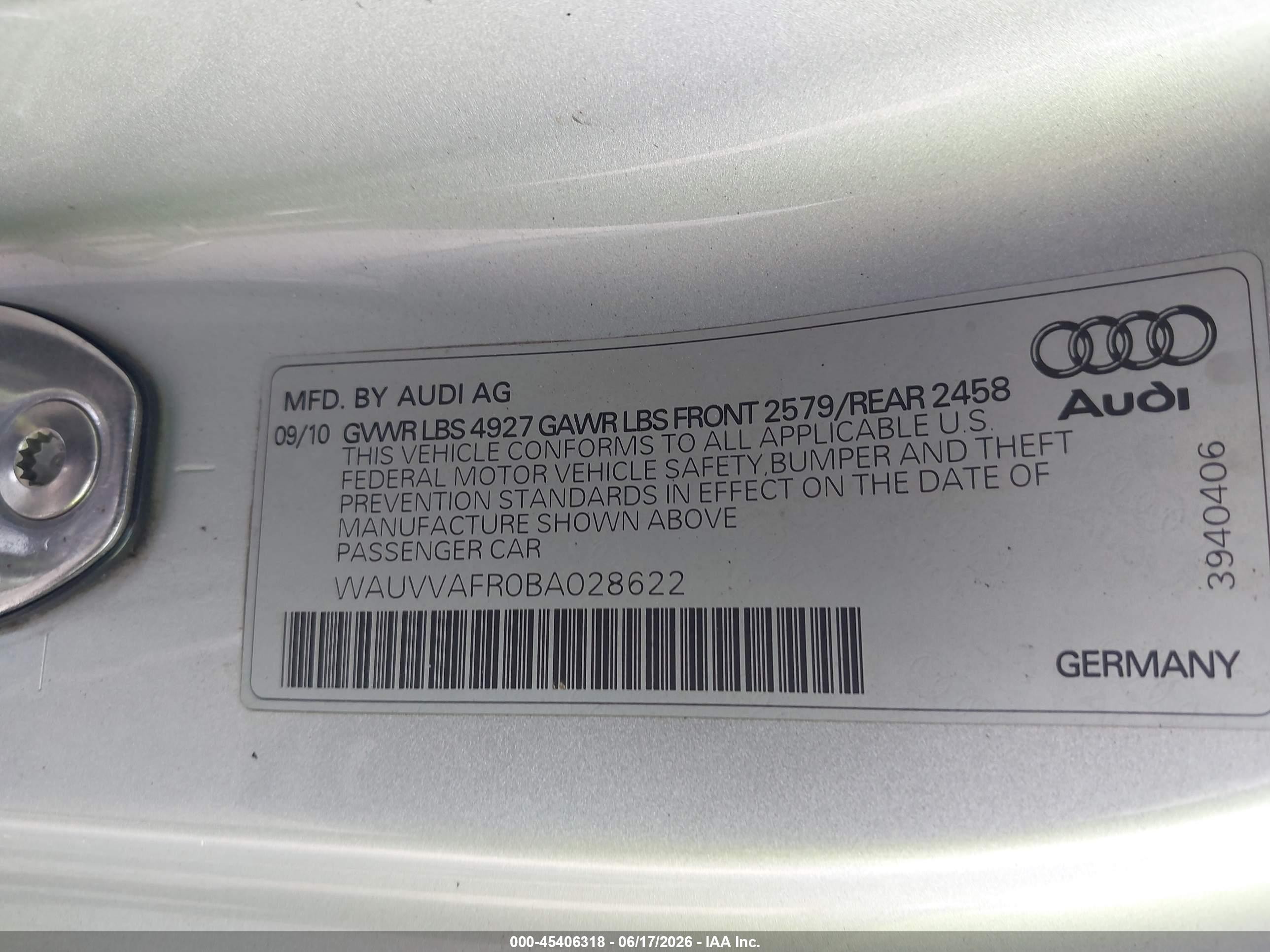 2011 Audi S5 4.2 Premium Plus Gray vin: WAUVVAFR0BA028622