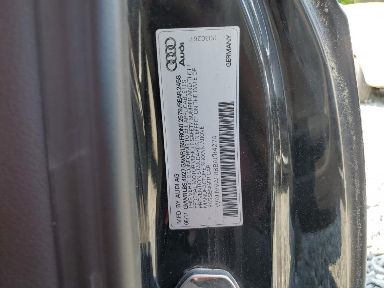 2011 Audi S5 Prestige Black vin: WAUVVAFR8BA084274