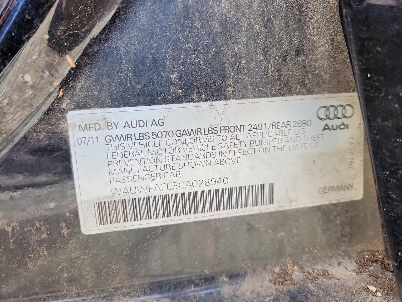 2012 Audi A4 Premium Plus Black vin: WAUWFAFL5CA028940