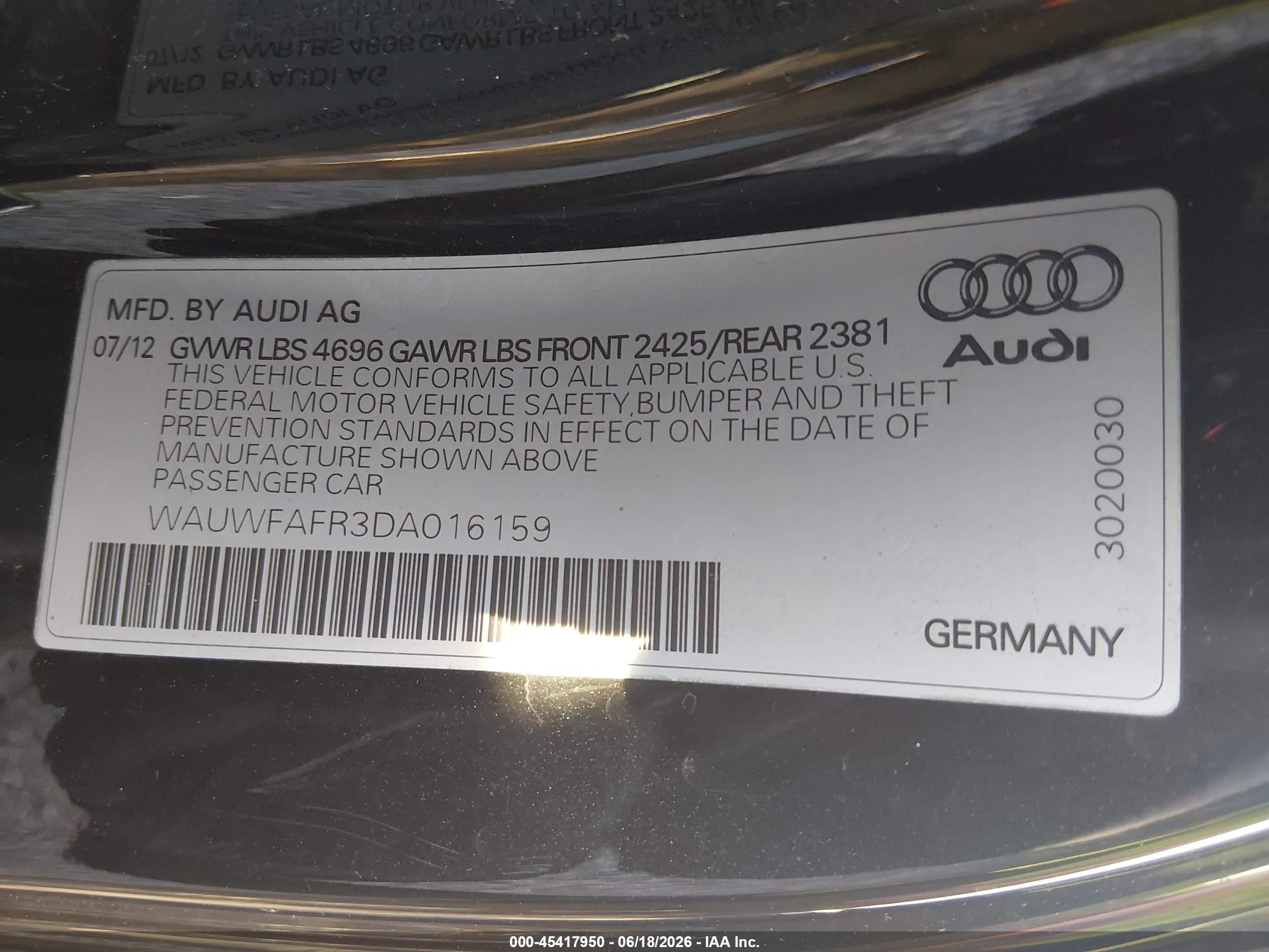 2013 Audi A5 2.0t Premium Black vin: WAUWFAFR3DA016159