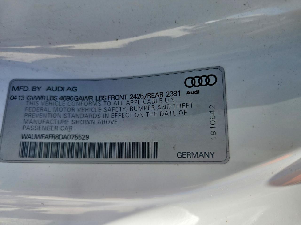 2013 Audi A5 Prestige White vin: WAUWFAFR8DA075529