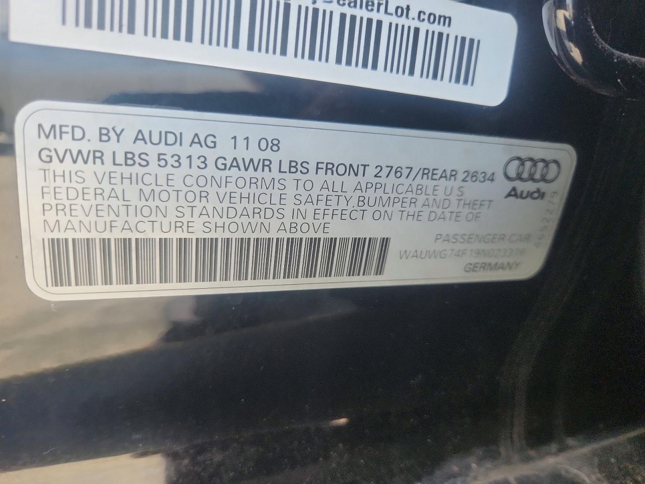 2009 Audi A6 Prestige Черный vin: WAUWG74F19N023376
