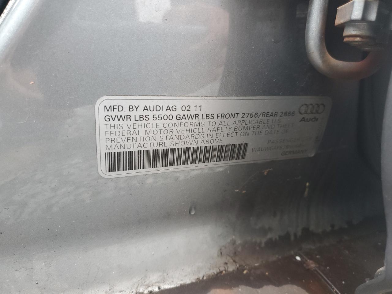 2011 Audi A6 Premium Plus Gray vin: WAUWGAFB2BN064547