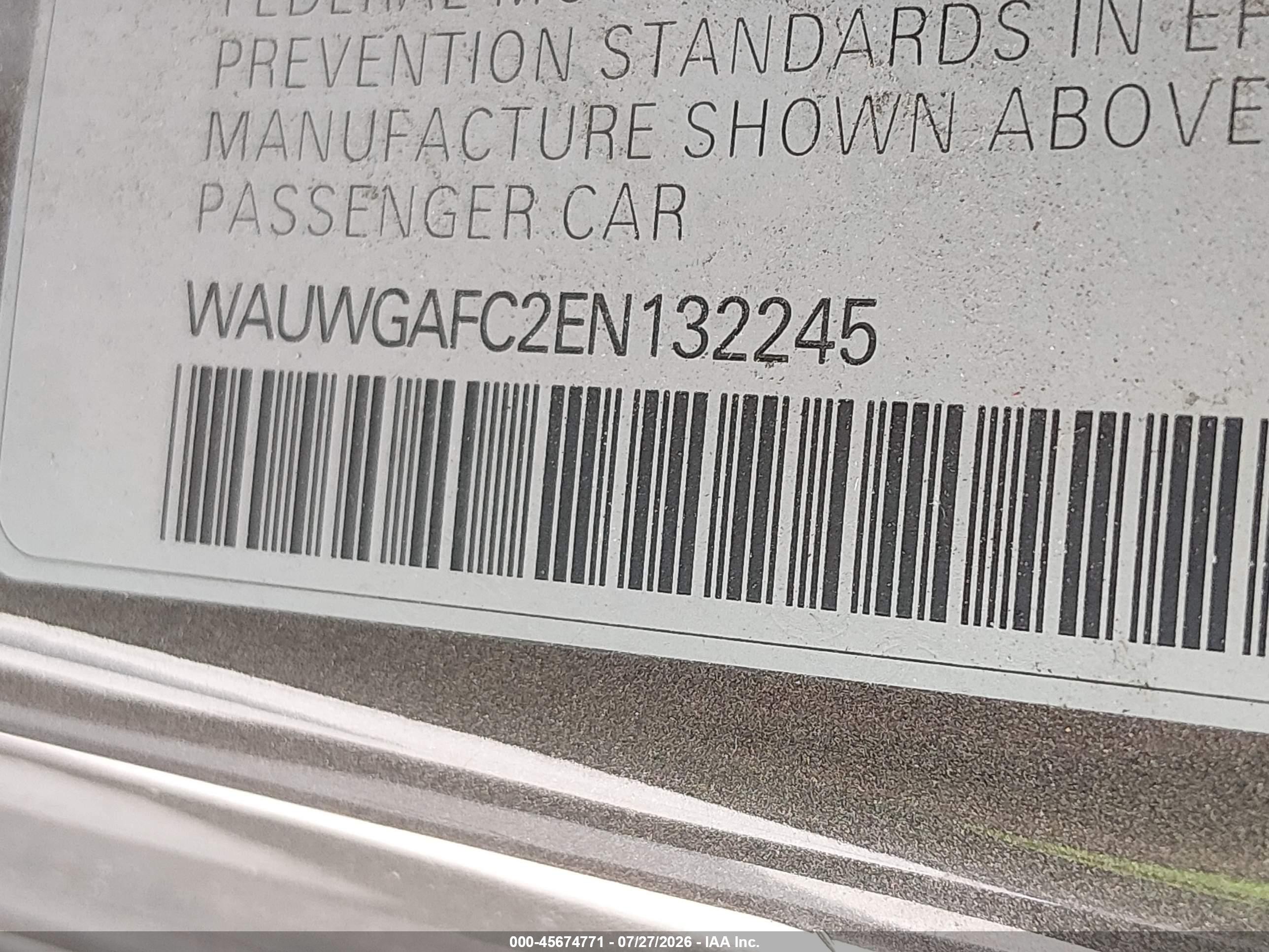 2014 Audi A7 3.0t Premium Plus vin: WAUWGAFC2EN132245