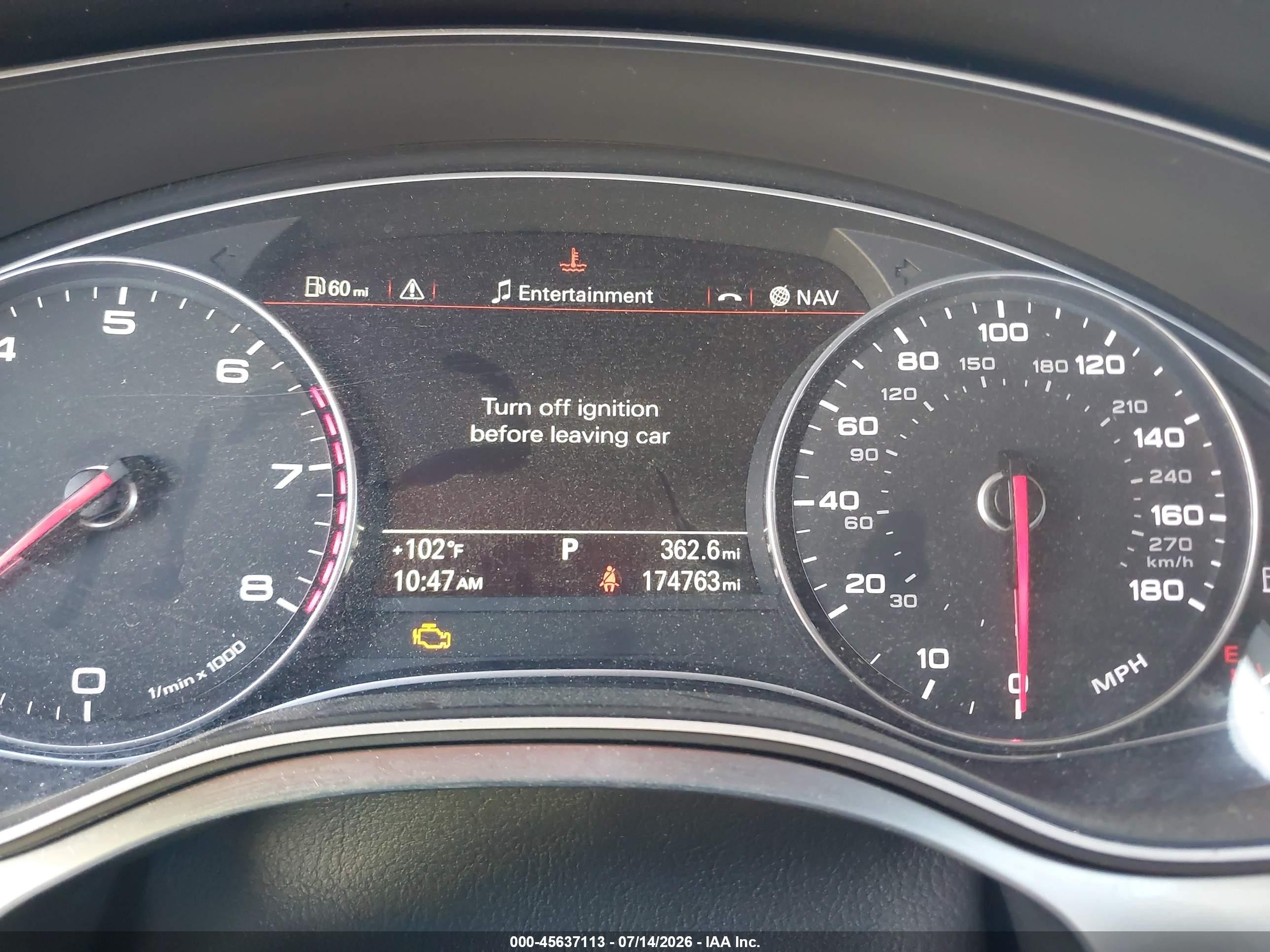 2014 Audi A7 3.0t Premium Plus Gray vin: WAUWGAFC3EN095948