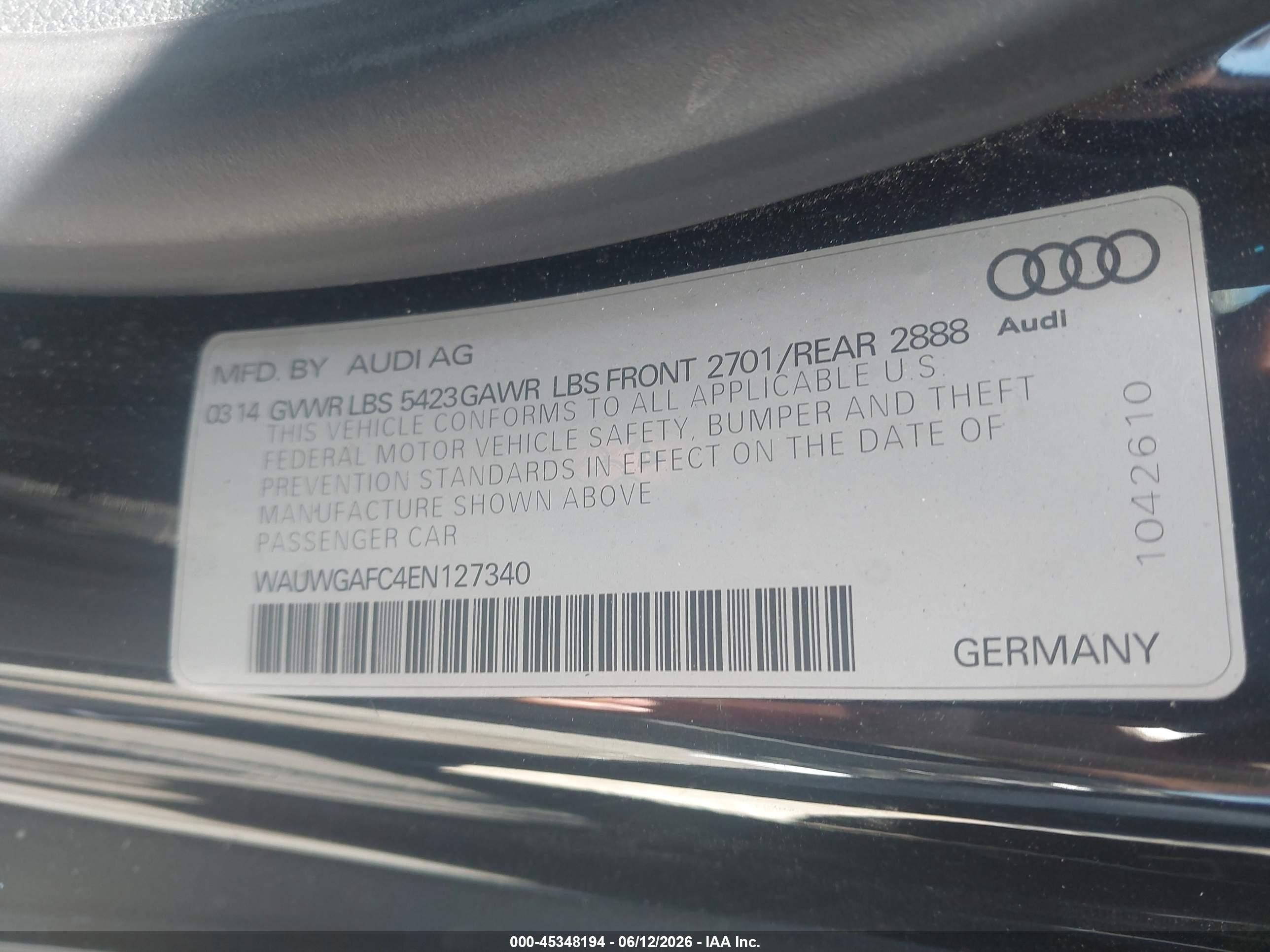 2014 Audi A7 3.0t Premium Plus Black vin: WAUWGAFC4EN127340
