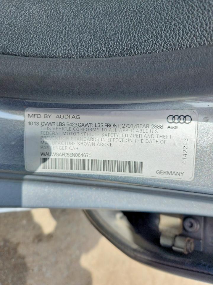 2014 Audi A7 Premium Plus Silver vin: WAUWGAFC5EN064670