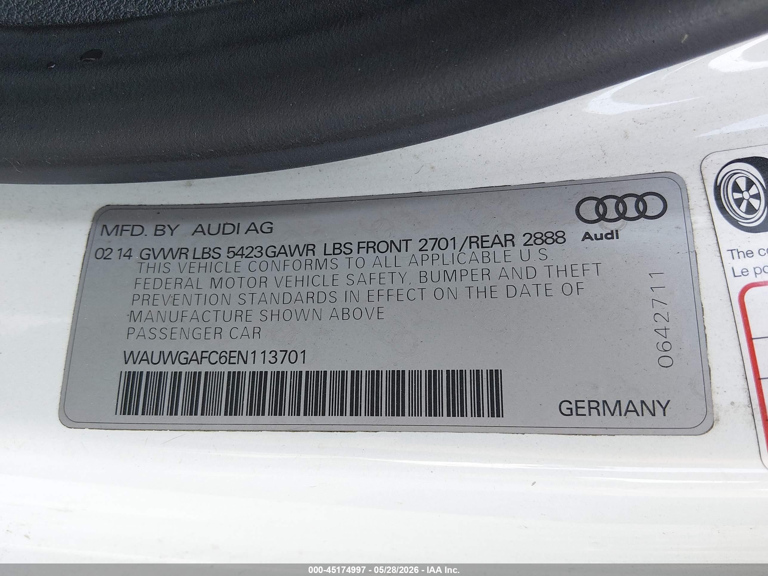 2014 Audi A7 3.0t Premium Plus White vin: WAUWGAFC6EN113701