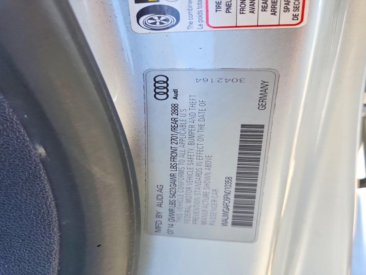 2015 Audi A7 Premium Plus Серебряный vin: WAUWGAFC6FN010358