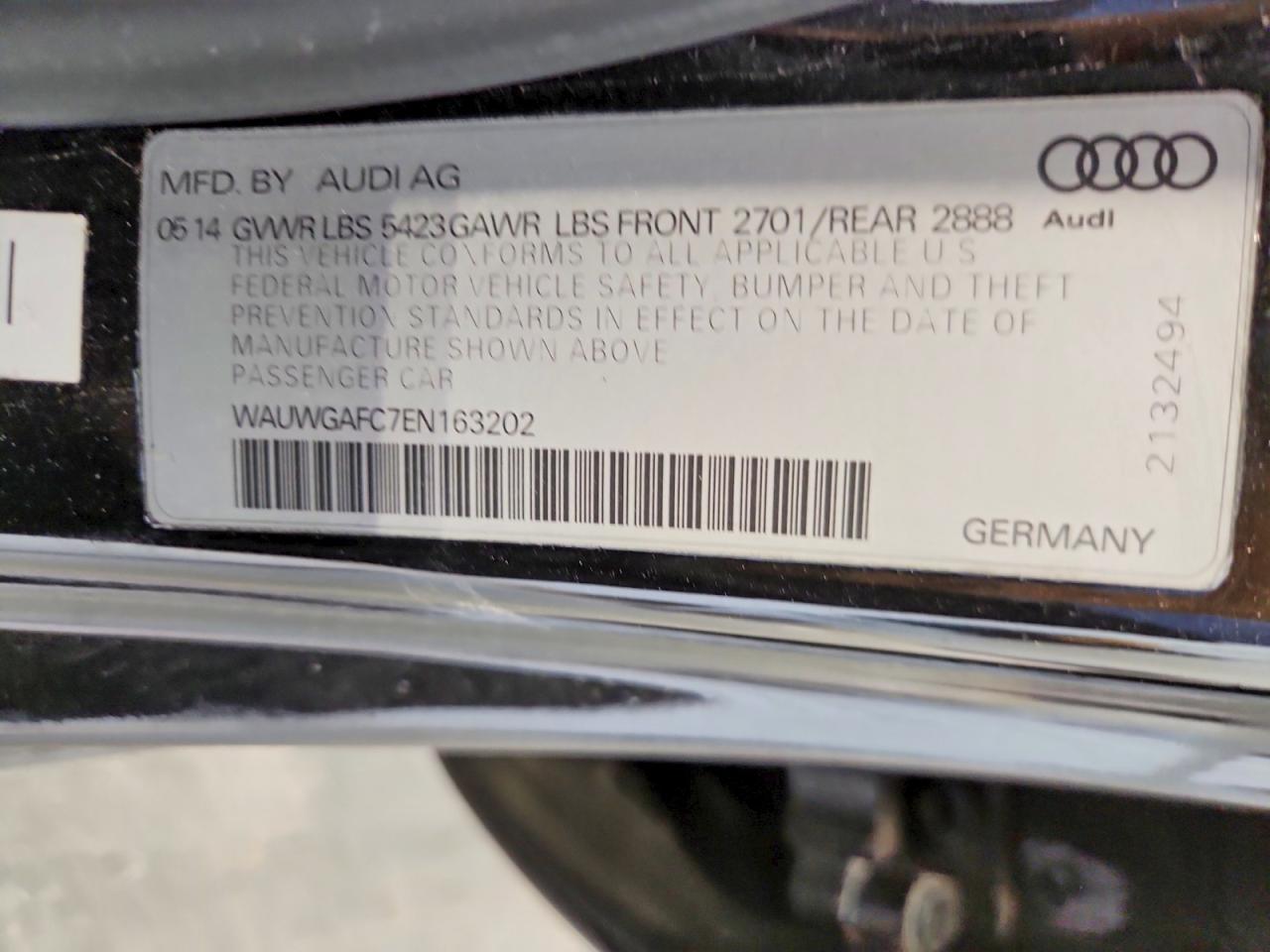 2014 Audi A7 Premium Plus Black vin: WAUWGAFC7EN163202