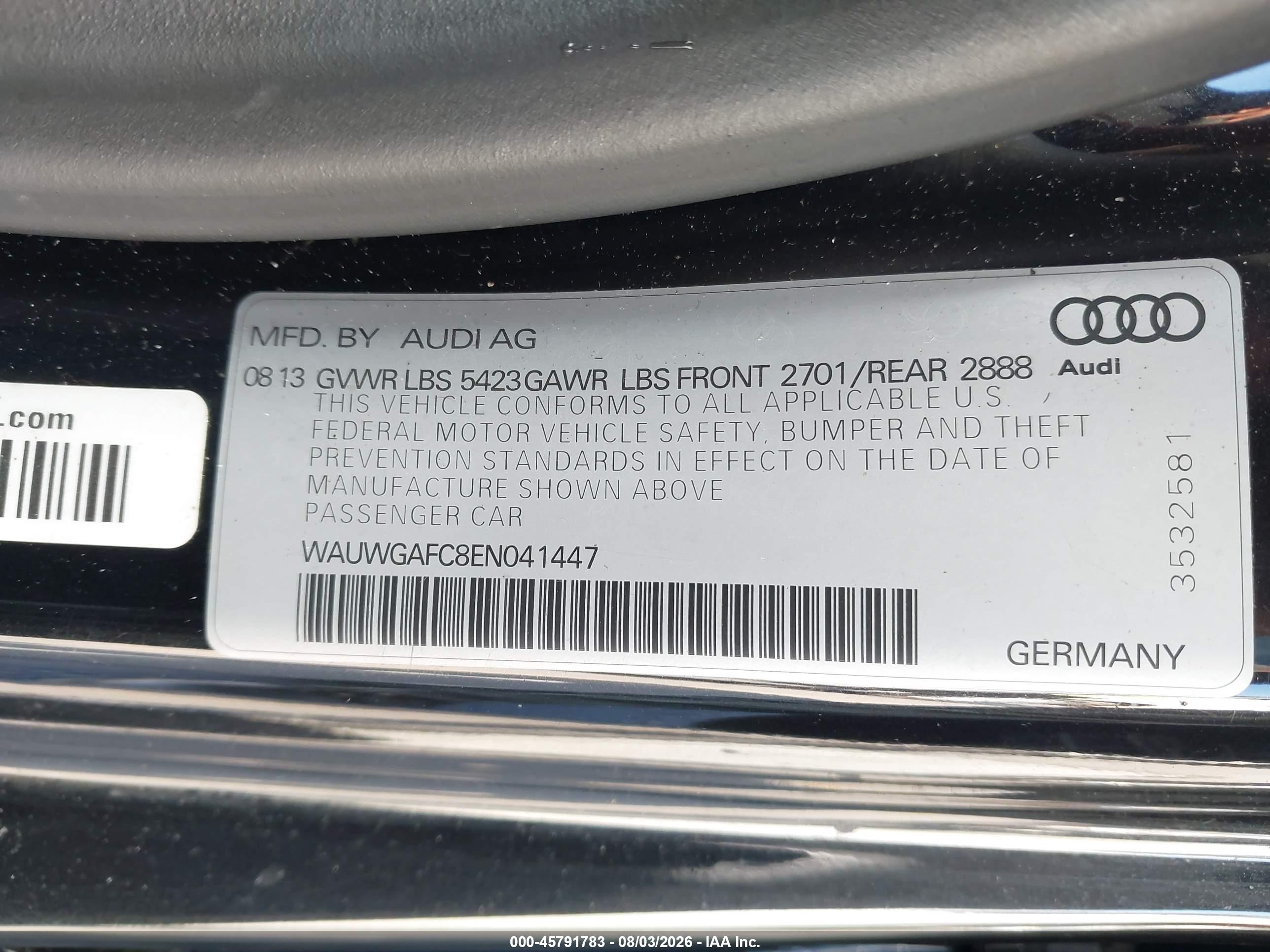 2014 Audi A7 3.0t Premium Plus Black vin: WAUWGAFC8EN041447