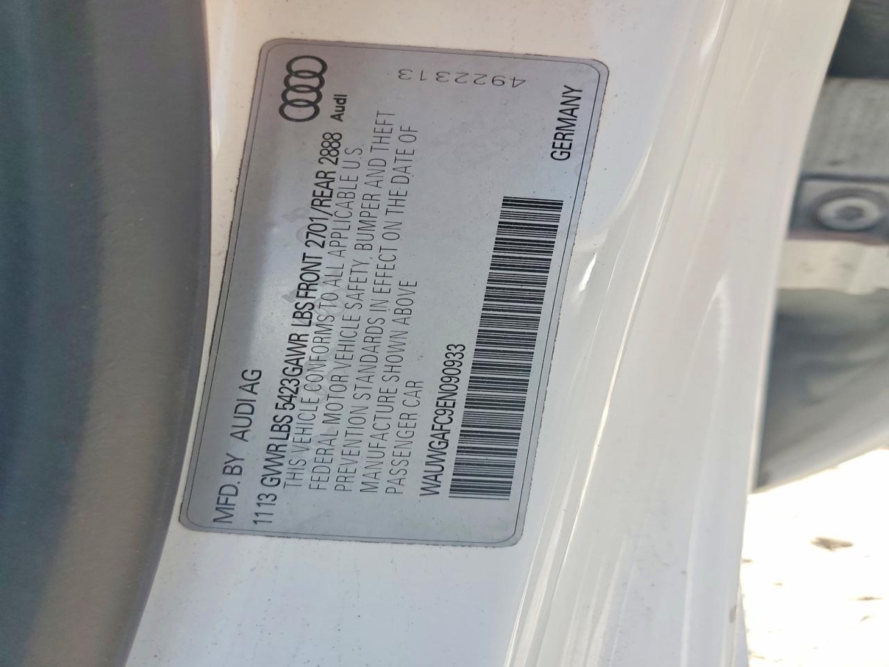 2014 Audi A7 Premium Plus White vin: WAUWGAFC9EN090933