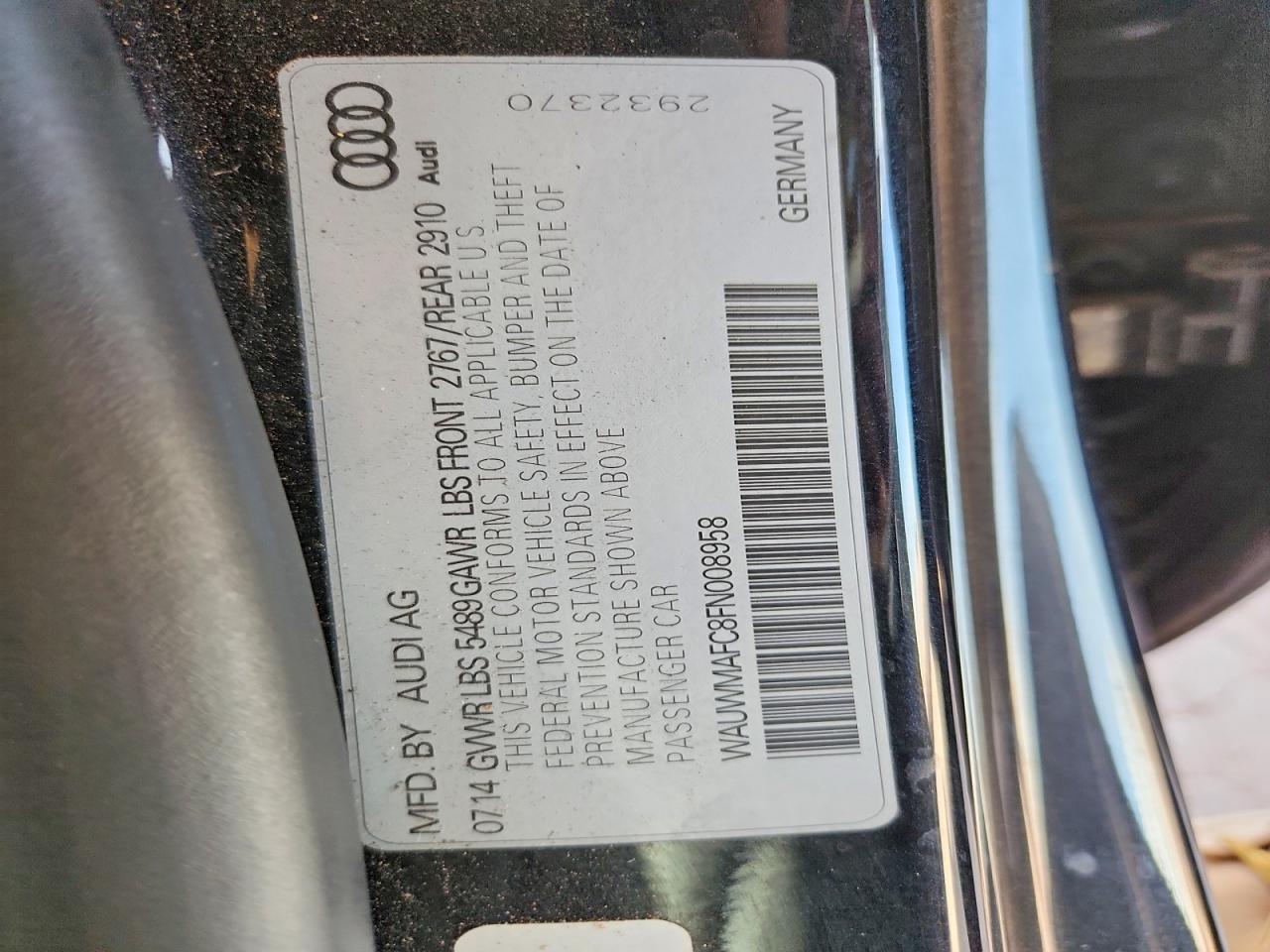 2015 Audi A7 Premium Plus Black vin: WAUWMAFC8FN008958