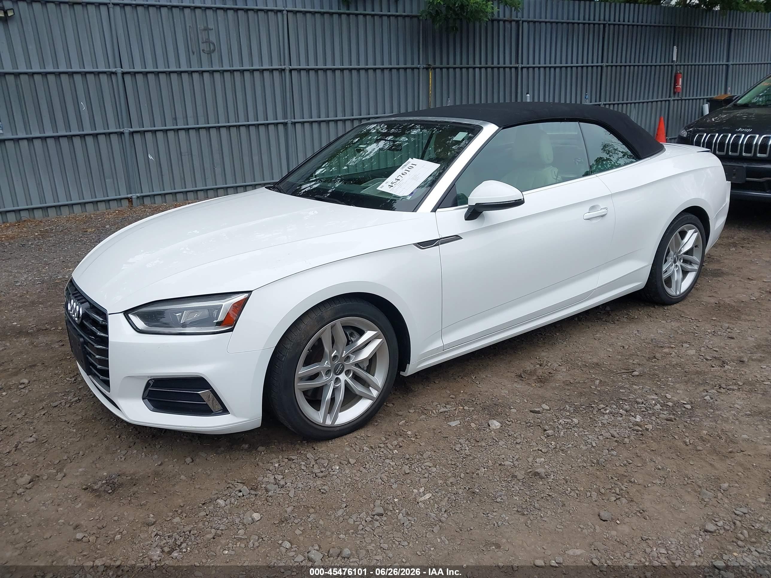 2019 Audi A5 45 Premium White vin: WAUWNGF55KN009528