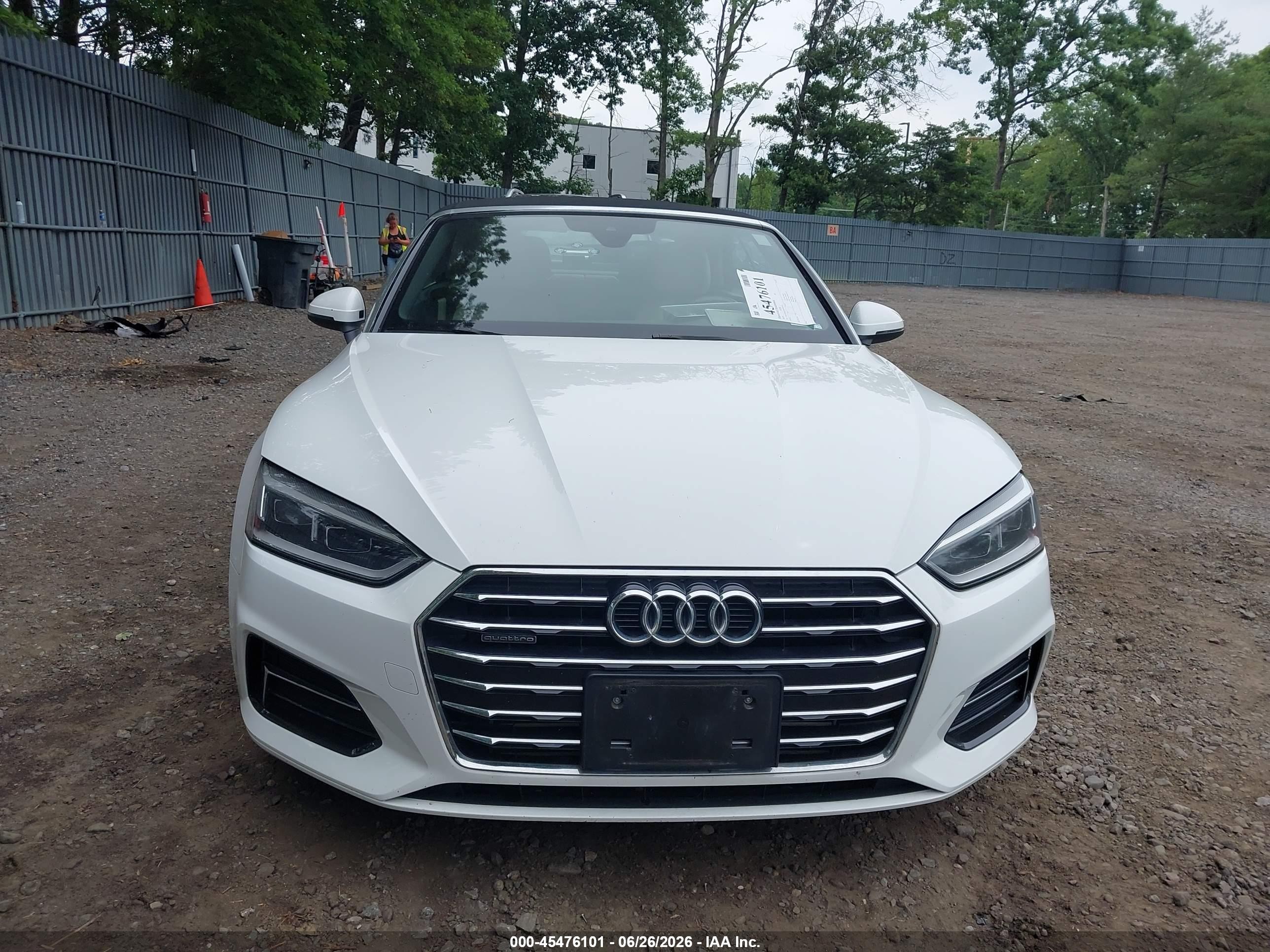 2019 Audi A5 45 Premium White vin: WAUWNGF55KN009528