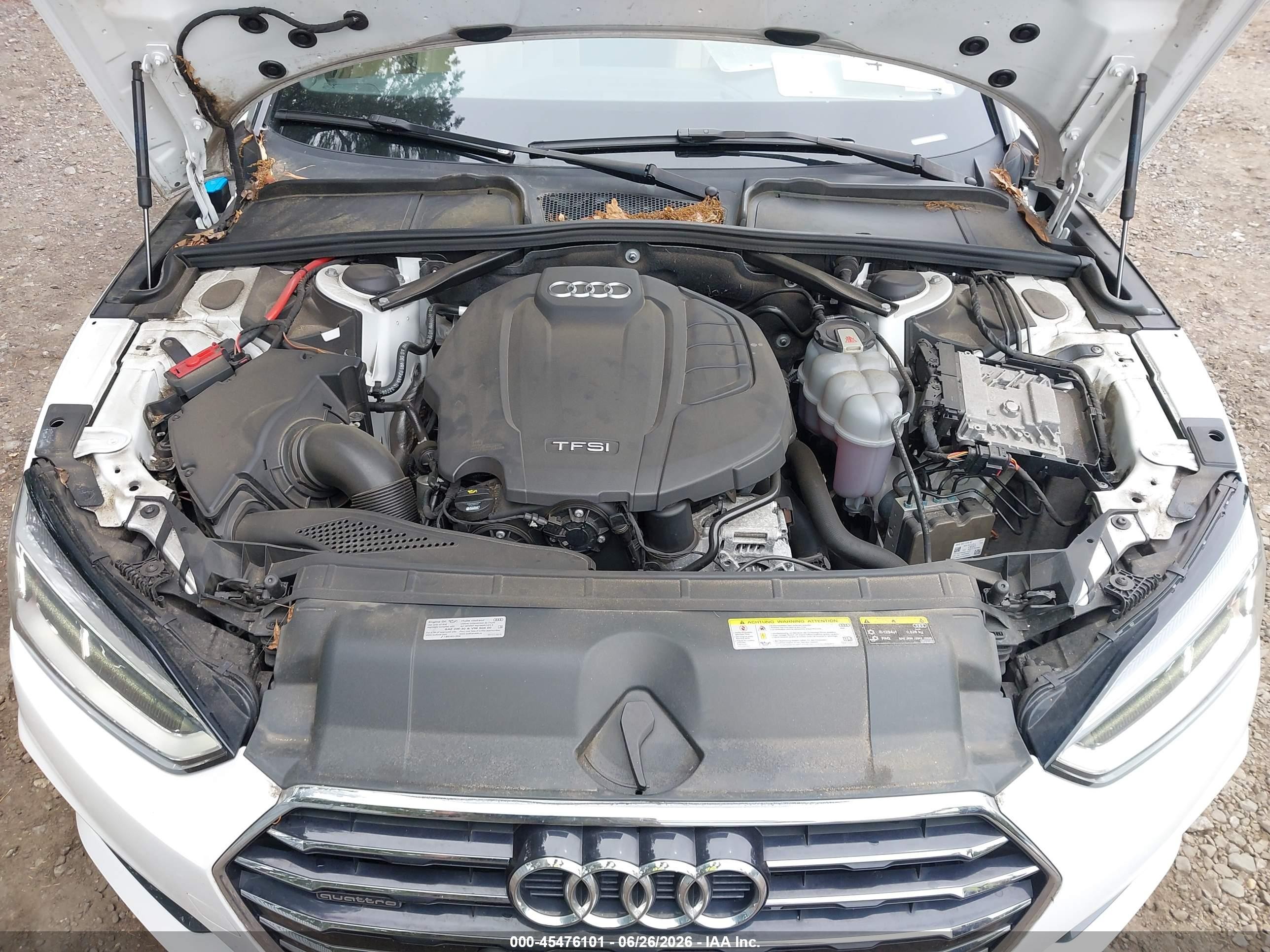 2019 Audi A5 45 Premium White vin: WAUWNGF55KN009528