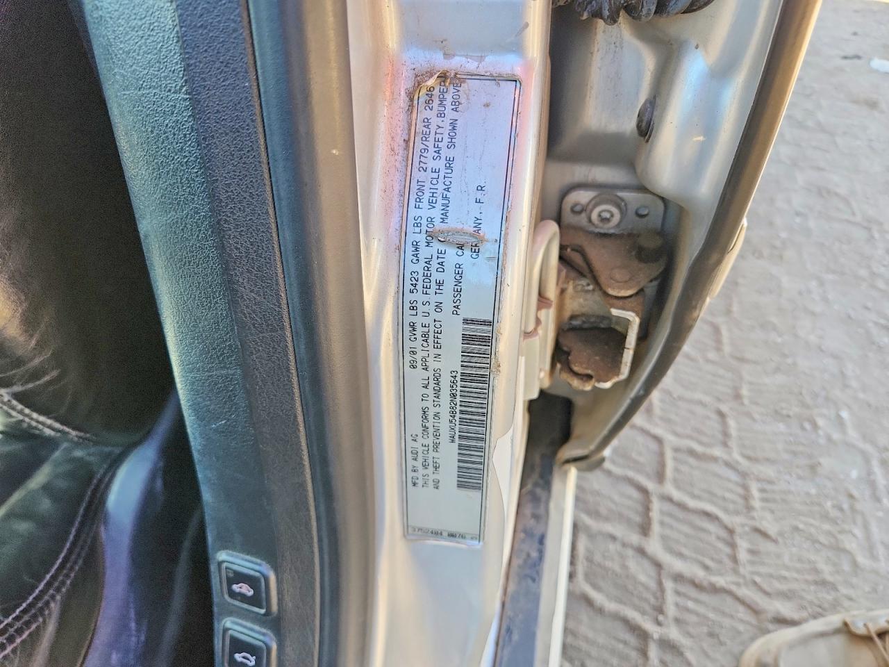 2002 Audi S6 Avant Quattro Серебряный vin: WAUXU54B82N035643