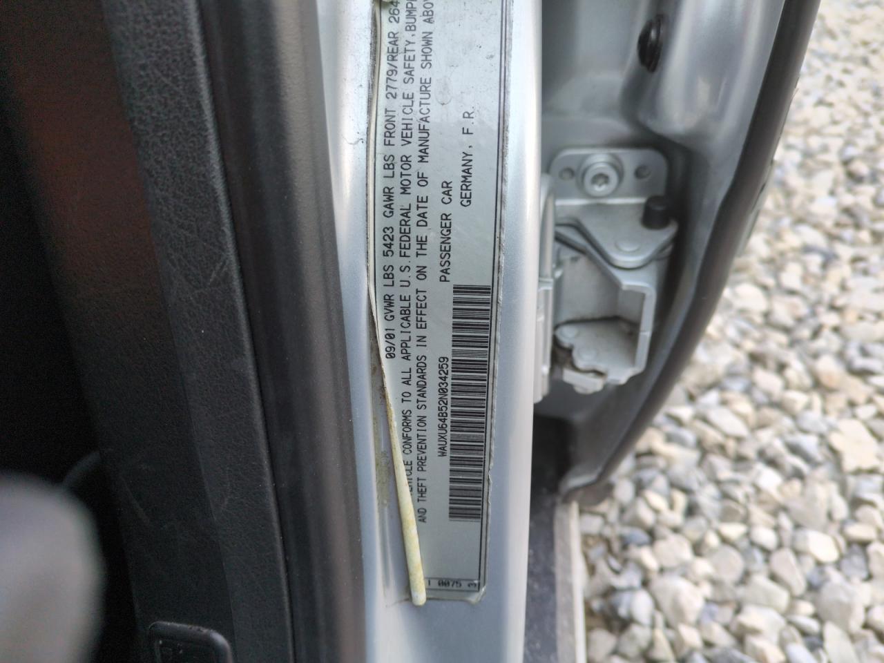 2002 Audi S6 Avant Quattro Silver vin: WAUXU64B52N034259