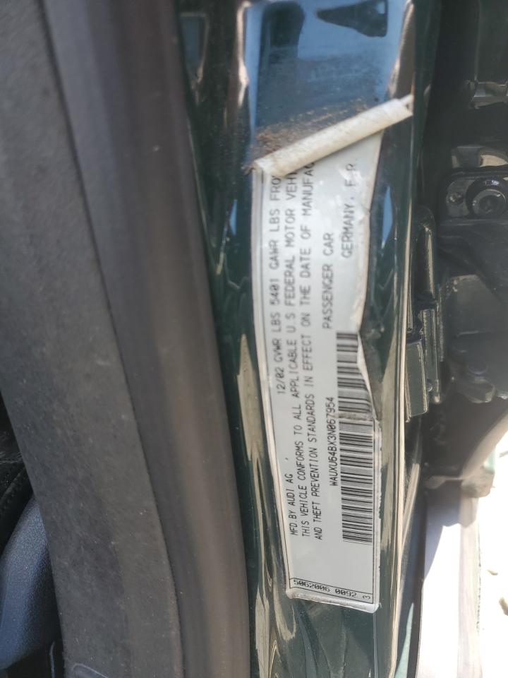 2003 Audi S6 Avant Quattro Зеленый vin: WAUXU64BX3N067954