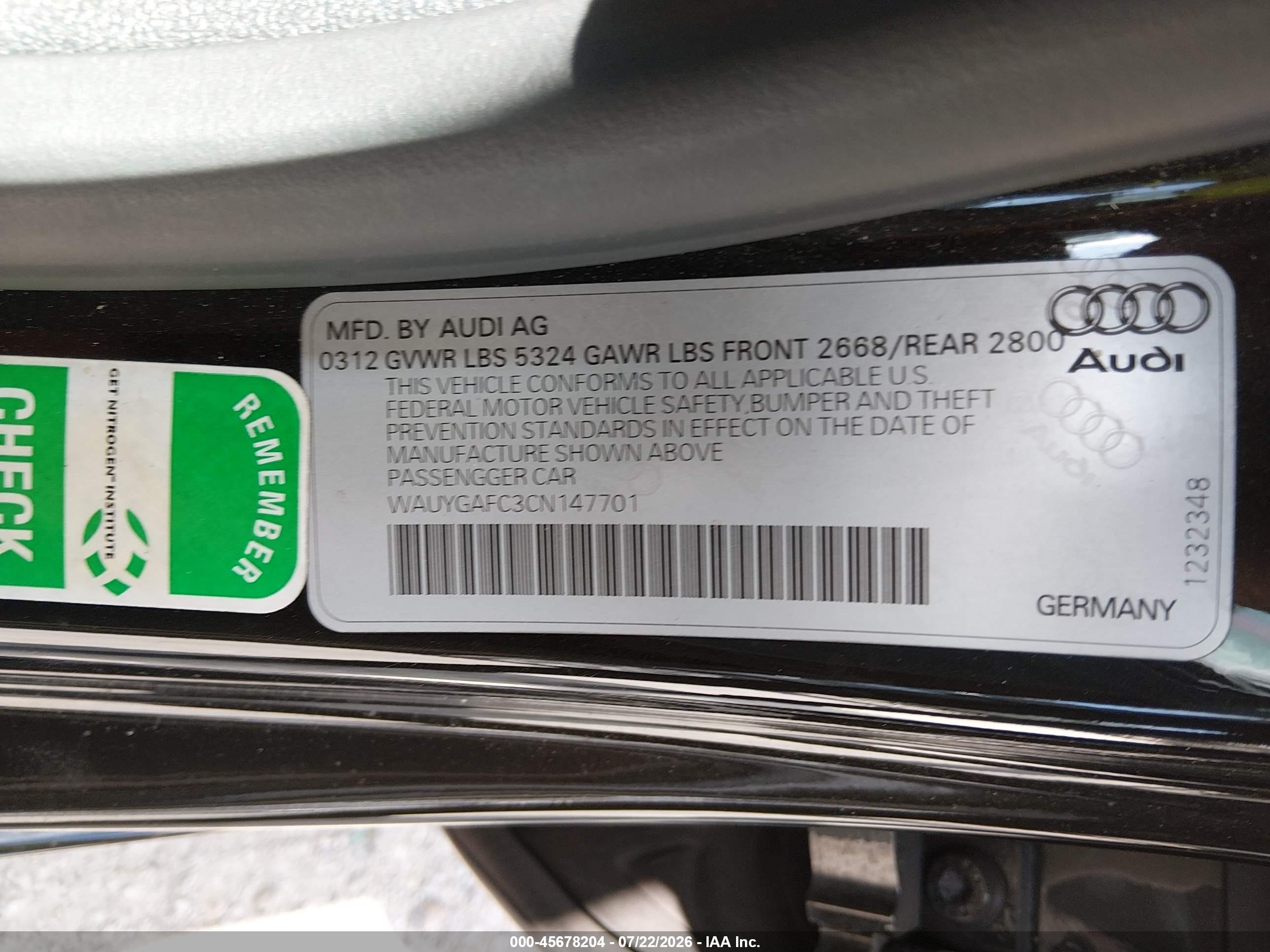 2012 Audi A7 3.0 Premium Plus Black vin: WAUYGAFC3CN147701
