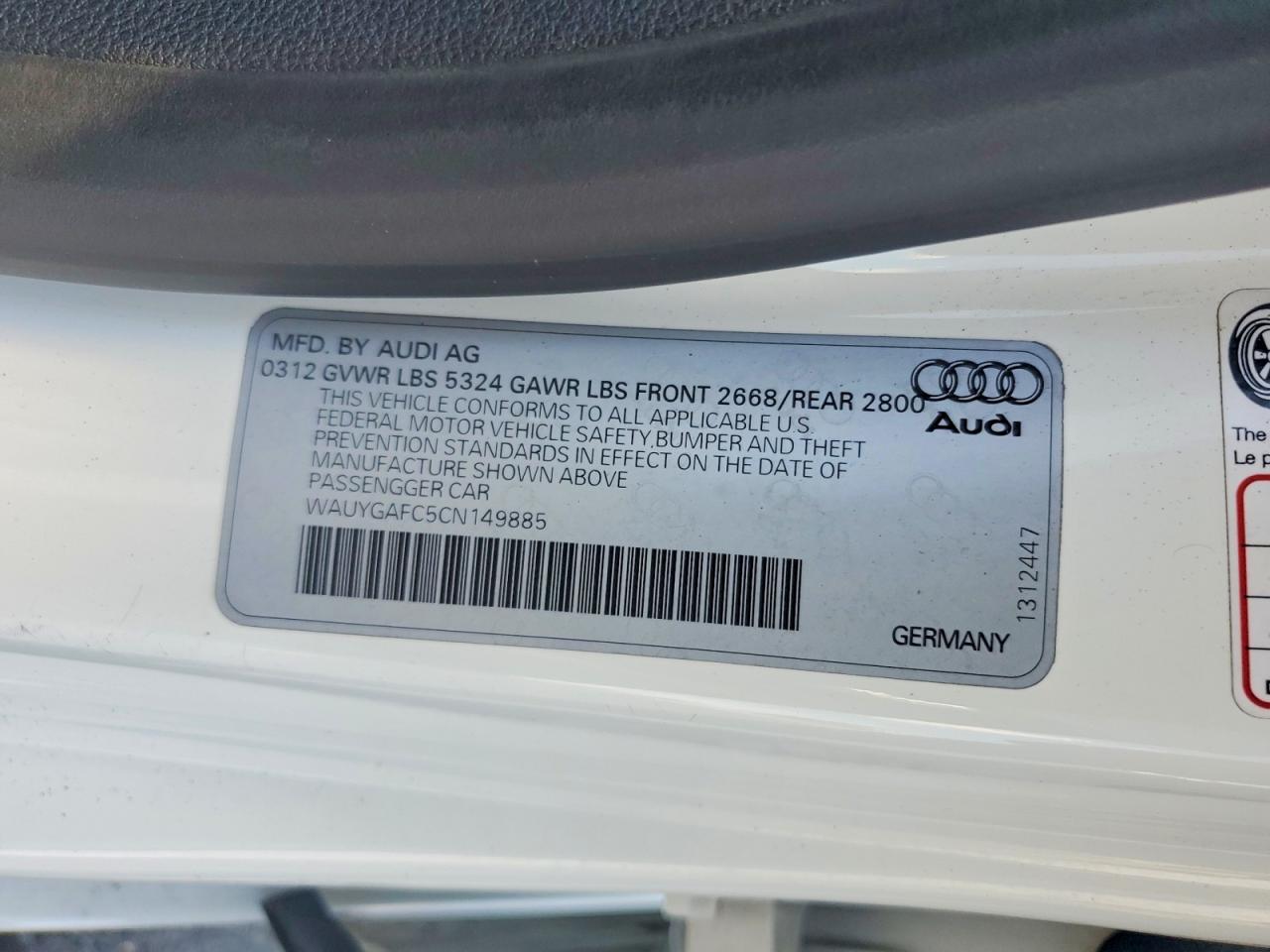2012 Audi A7 Premium Plus White vin: WAUYGAFC5CN149885