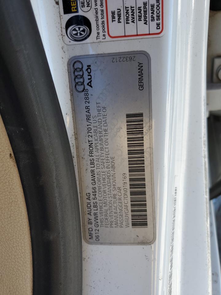 2013 Audi A7 Premium Plus White vin: WAUYGAFC7DN019169