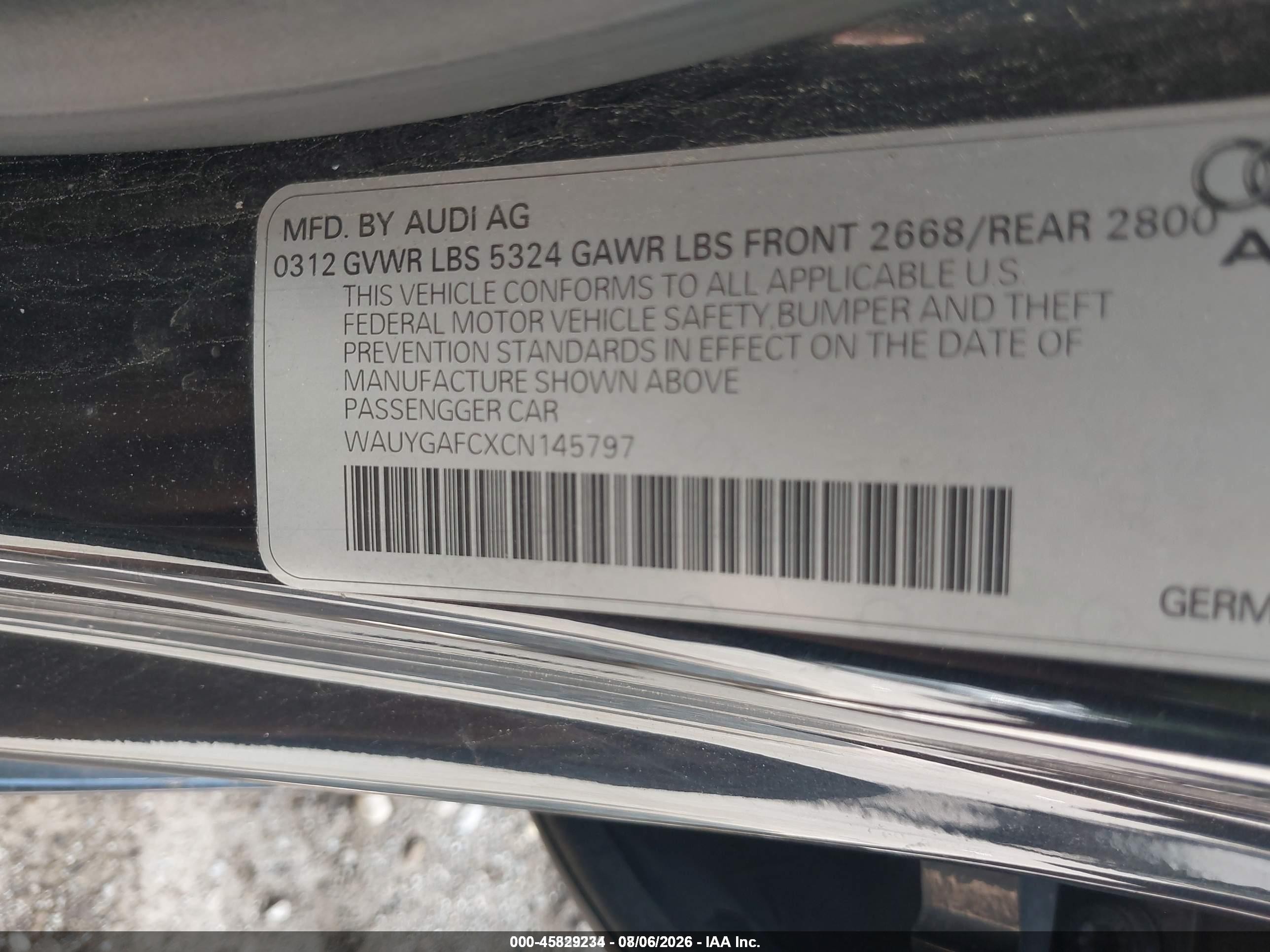 2012 Audi A7 3.0 Premium Plus Blue vin: WAUYGAFCXCN145797