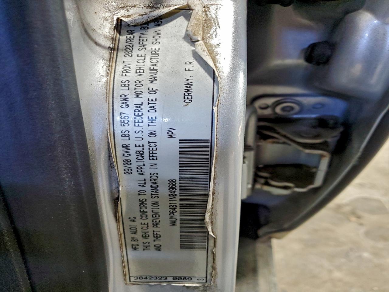 2001 Audi Allroad Silver vin: WAUYP64B11N049688