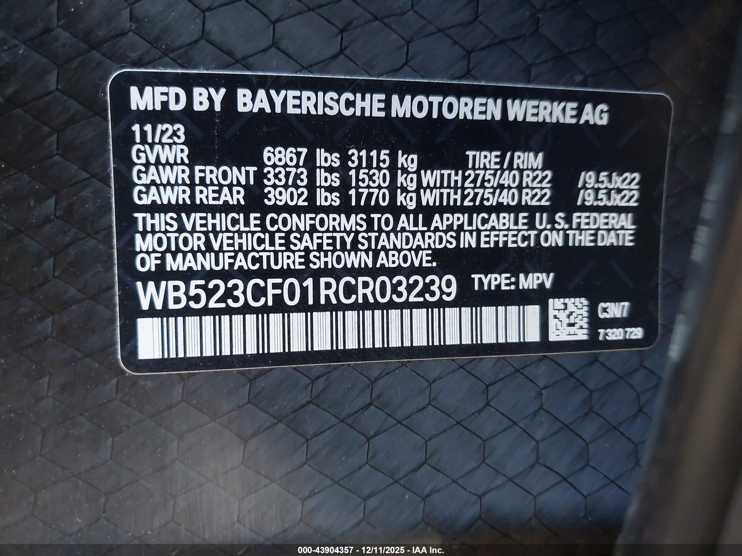2024 Bmw Ix Xdrive50 Gray vin: WB523CF01RCR03239