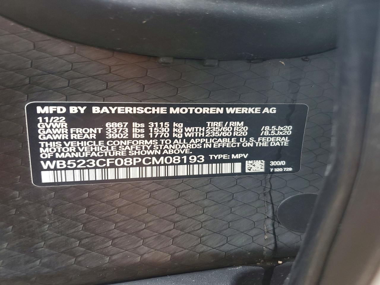 2023 Bmw Ix Xdrive50 White vin: WB523CF08PCM08193