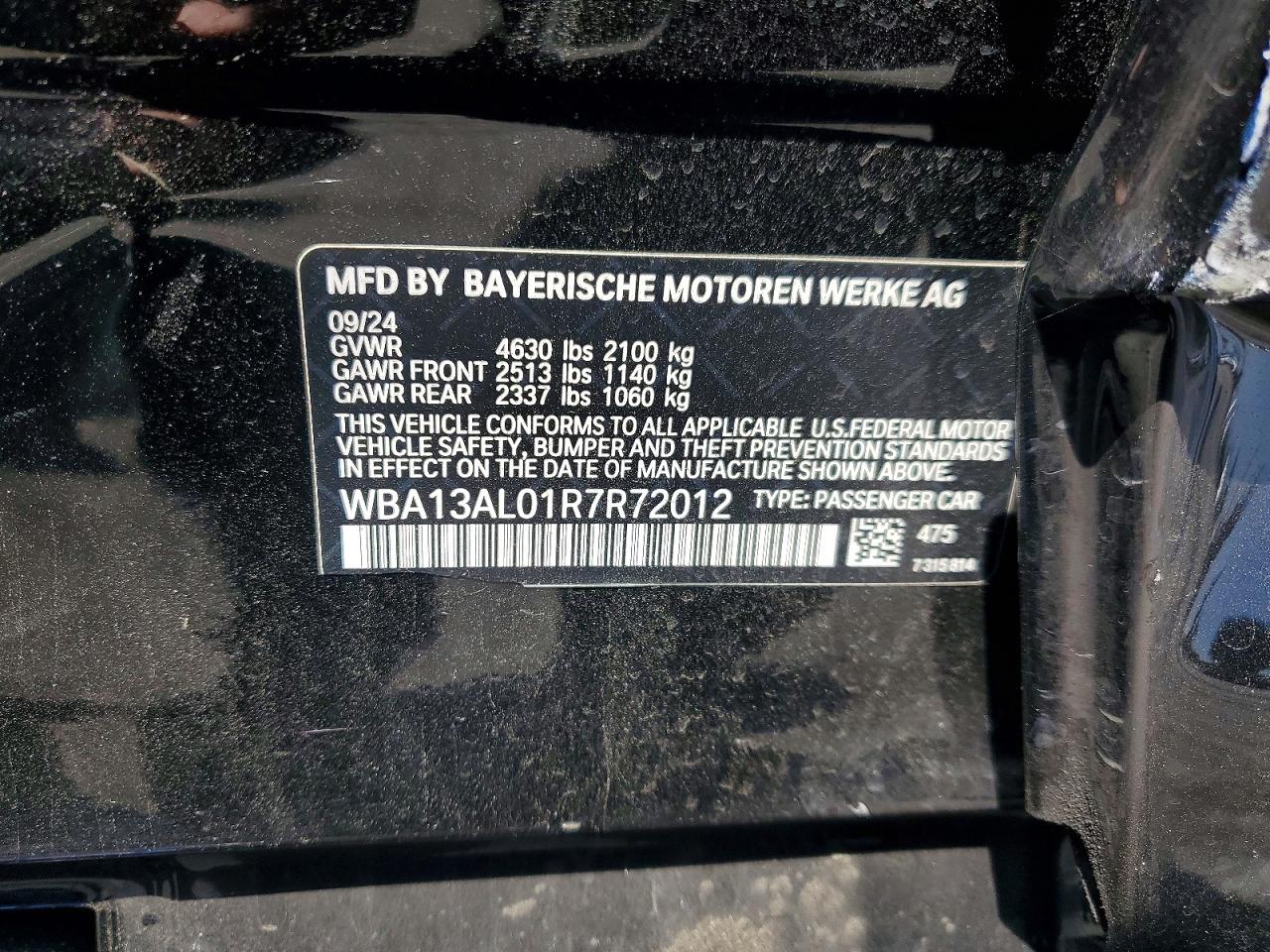 2024 Bmw M235xi Black vin: WBA13AL01R7R72012