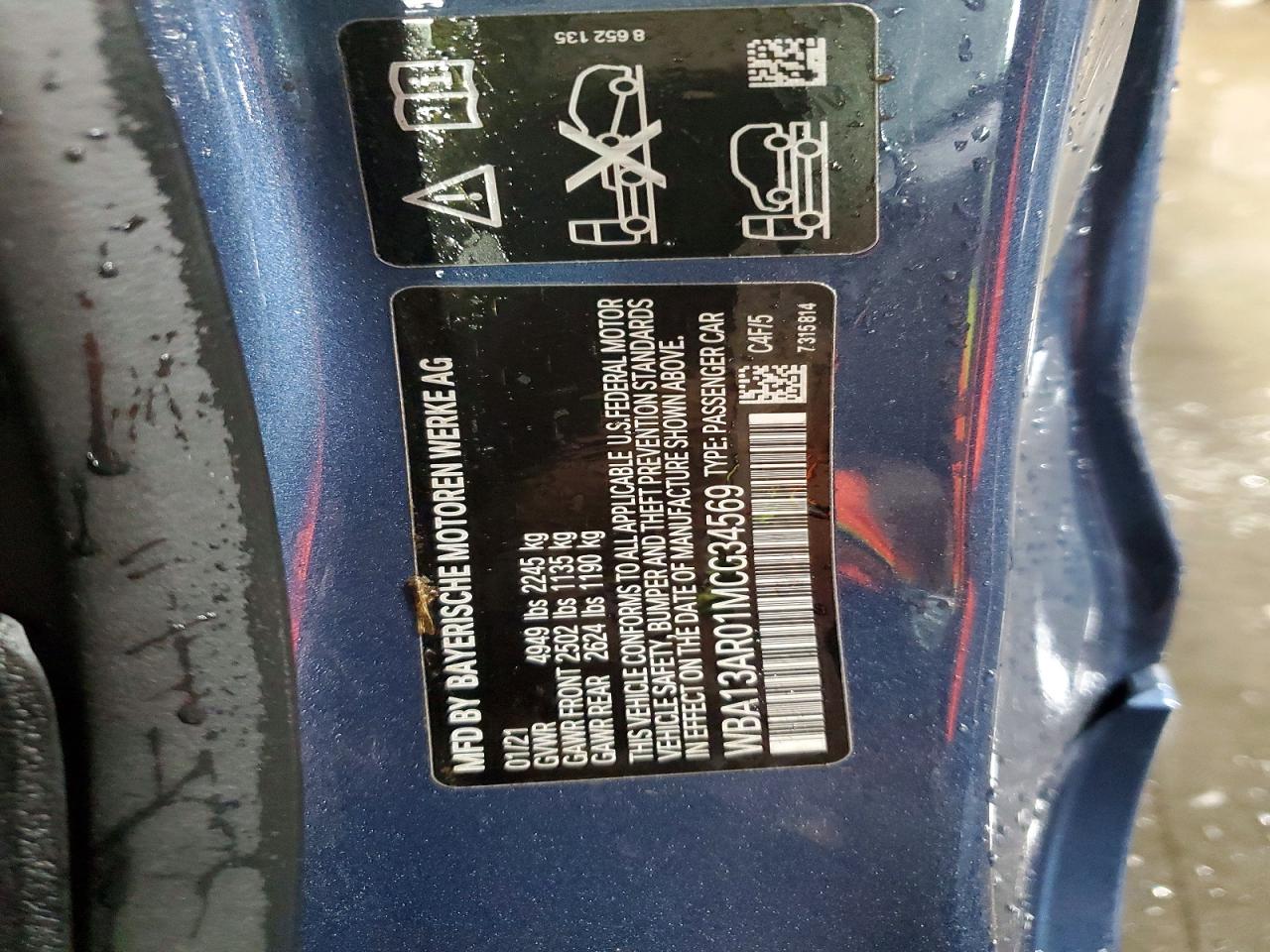 2021 Bmw M440xi Blue vin: WBA13AR01MCG34569