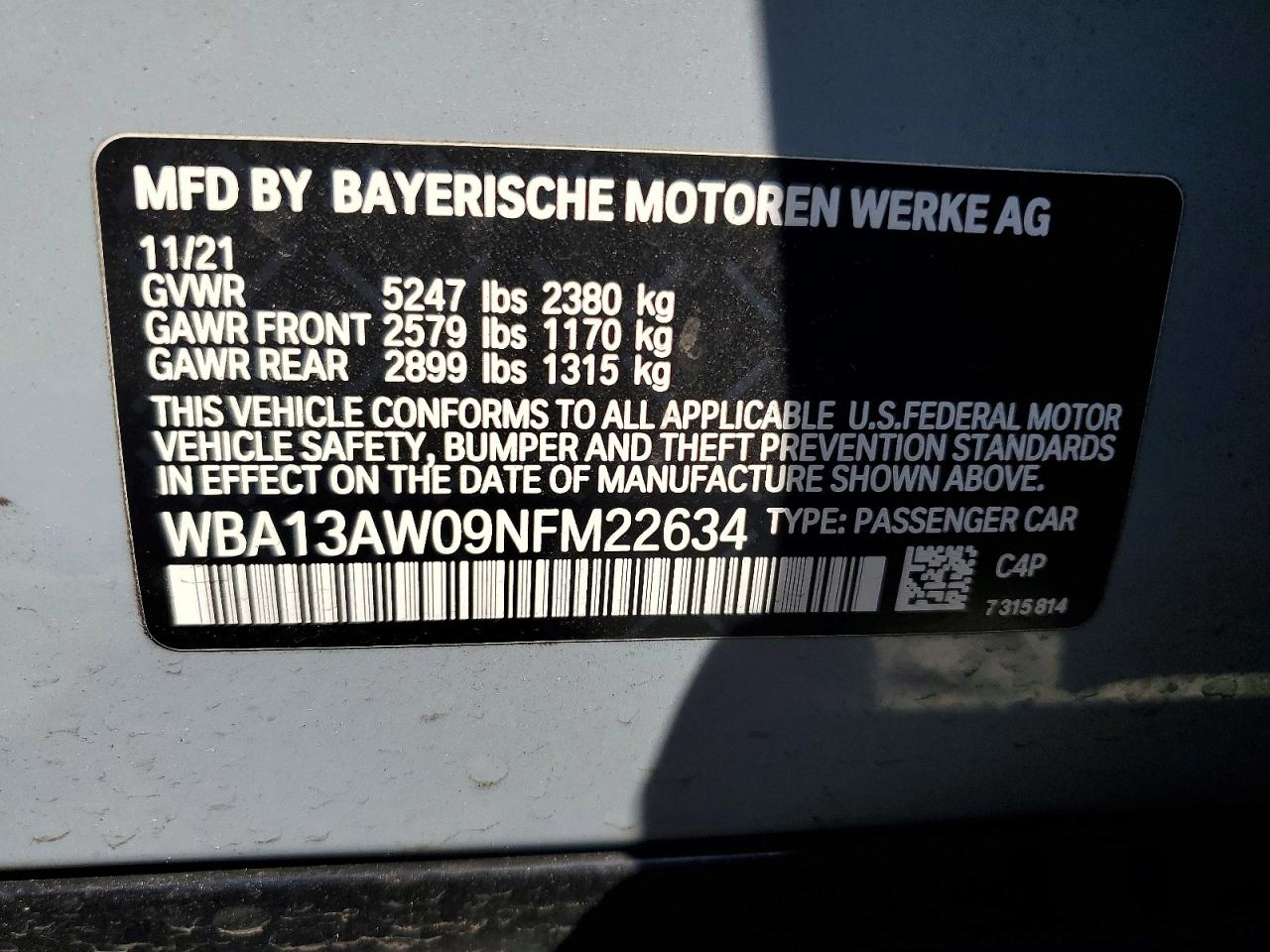 2022 Bmw M440xi Gran Coupe Gray vin: WBA13AW09NFM22634