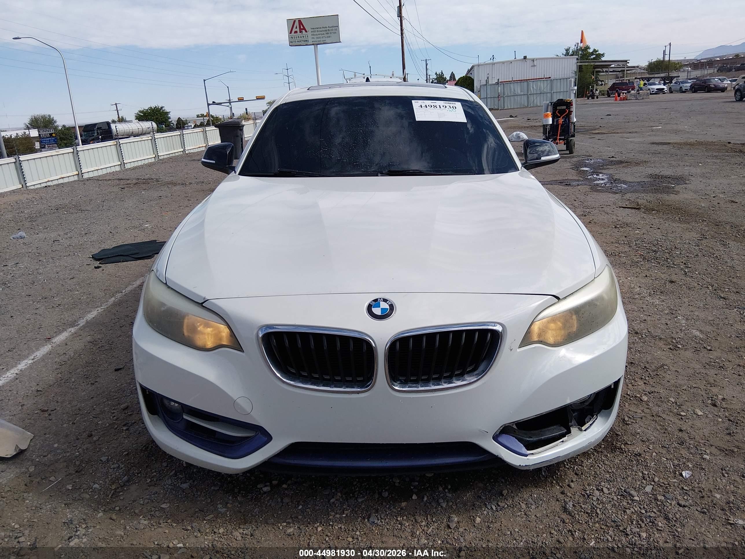 2014 Bmw 228i   White vin: WBA1F5C50EV255374