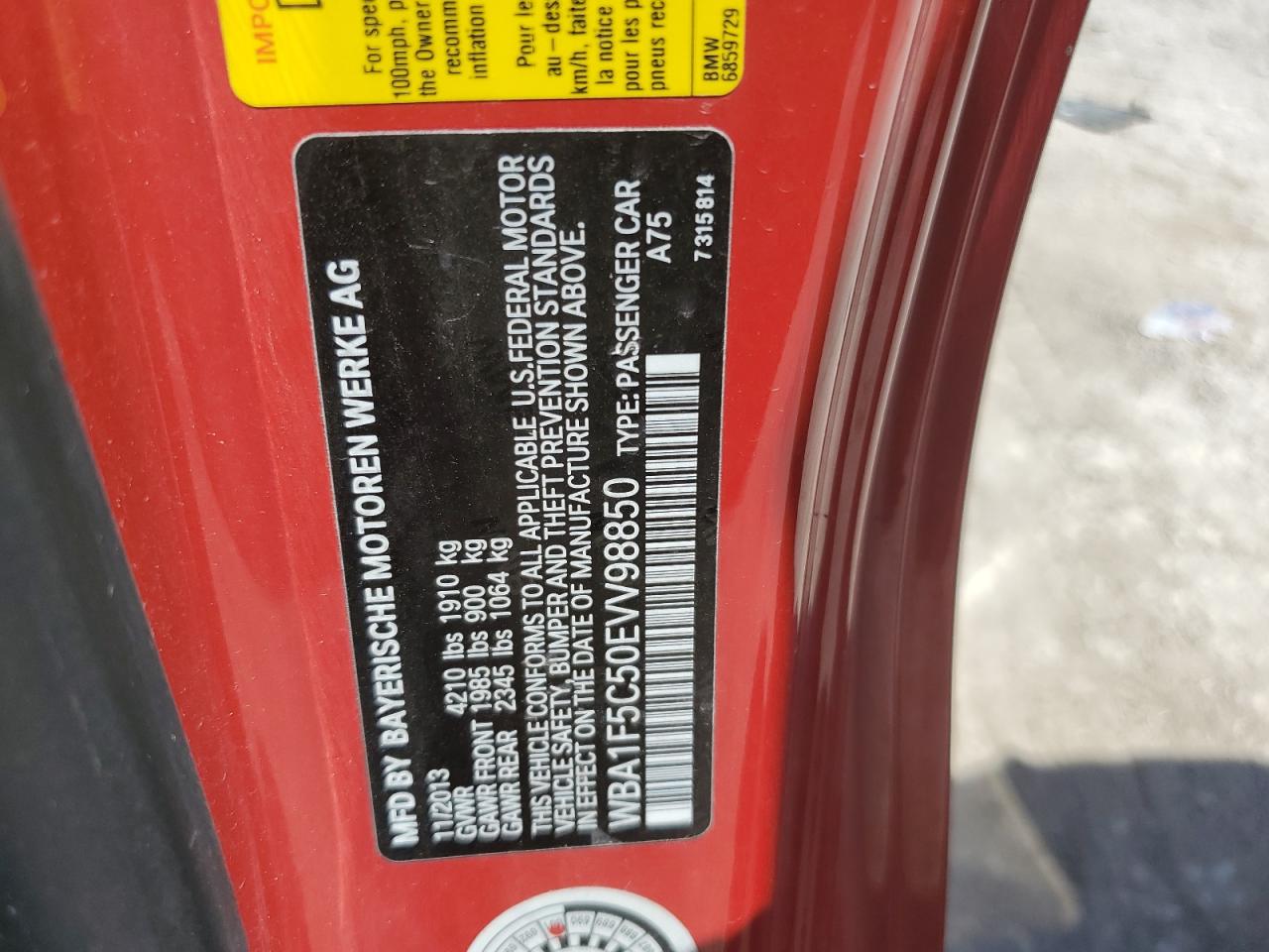 2014 Bmw 228 I Red vin: WBA1F5C50EVV98850
