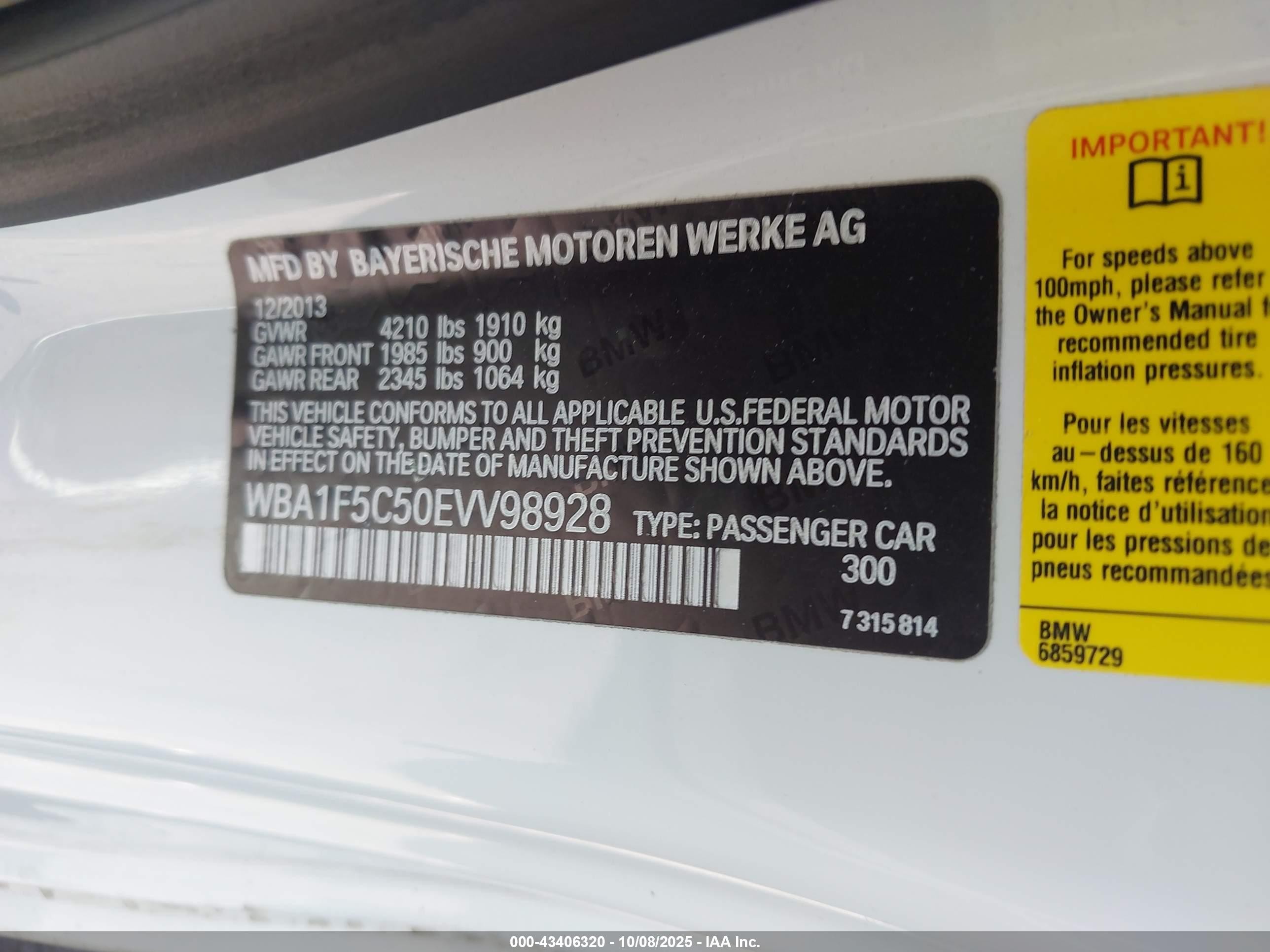 2014 Bmw 228i   White vin: WBA1F5C50EVV98928