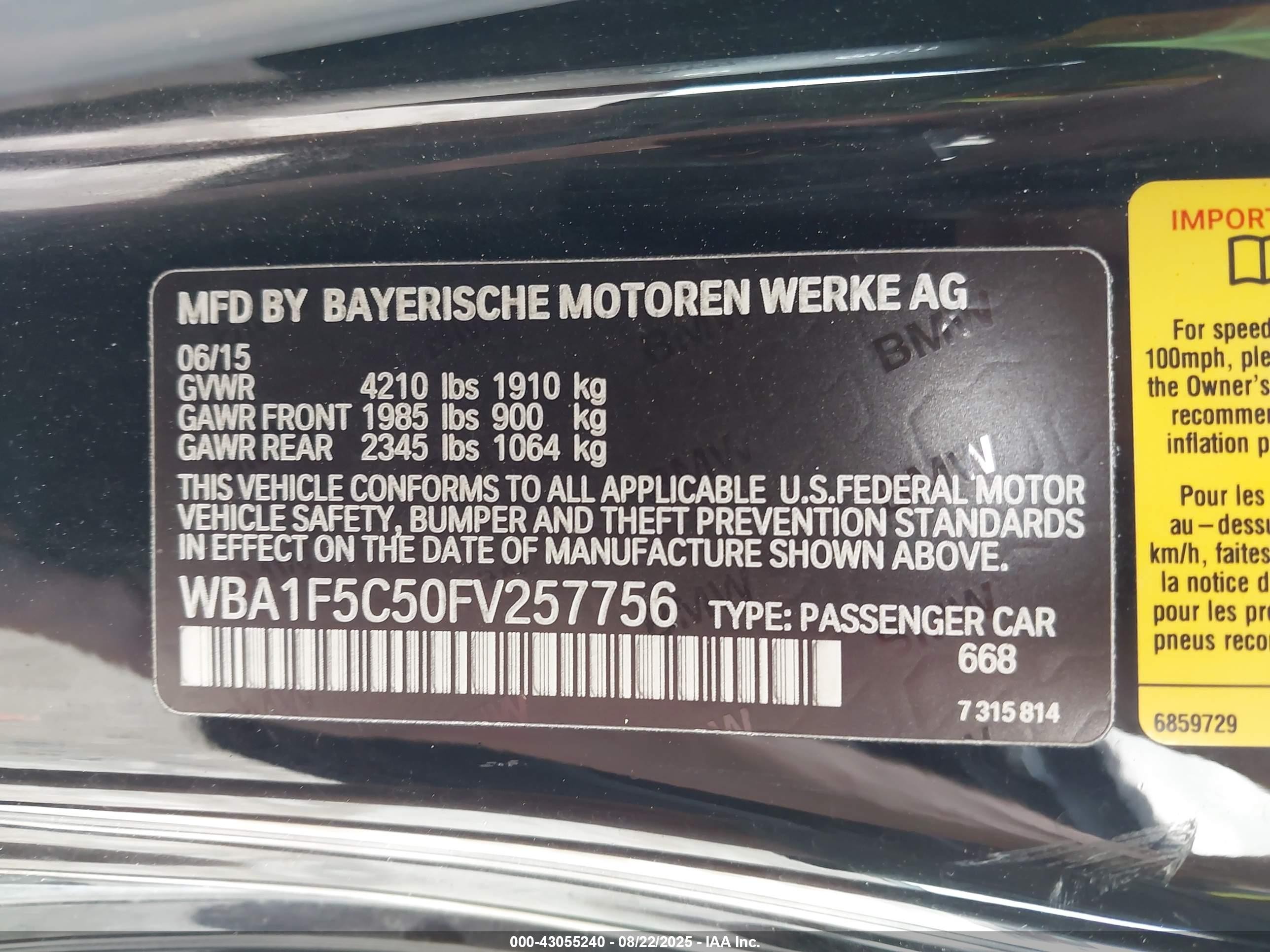 2015 Bmw 228i   Black vin: WBA1F5C50FV257756