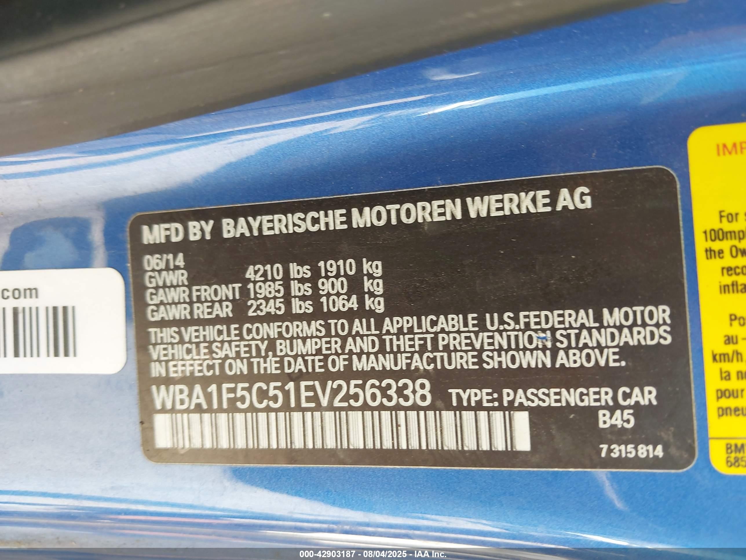 2014 Bmw 228i   Blue vin: WBA1F5C51EV256338
