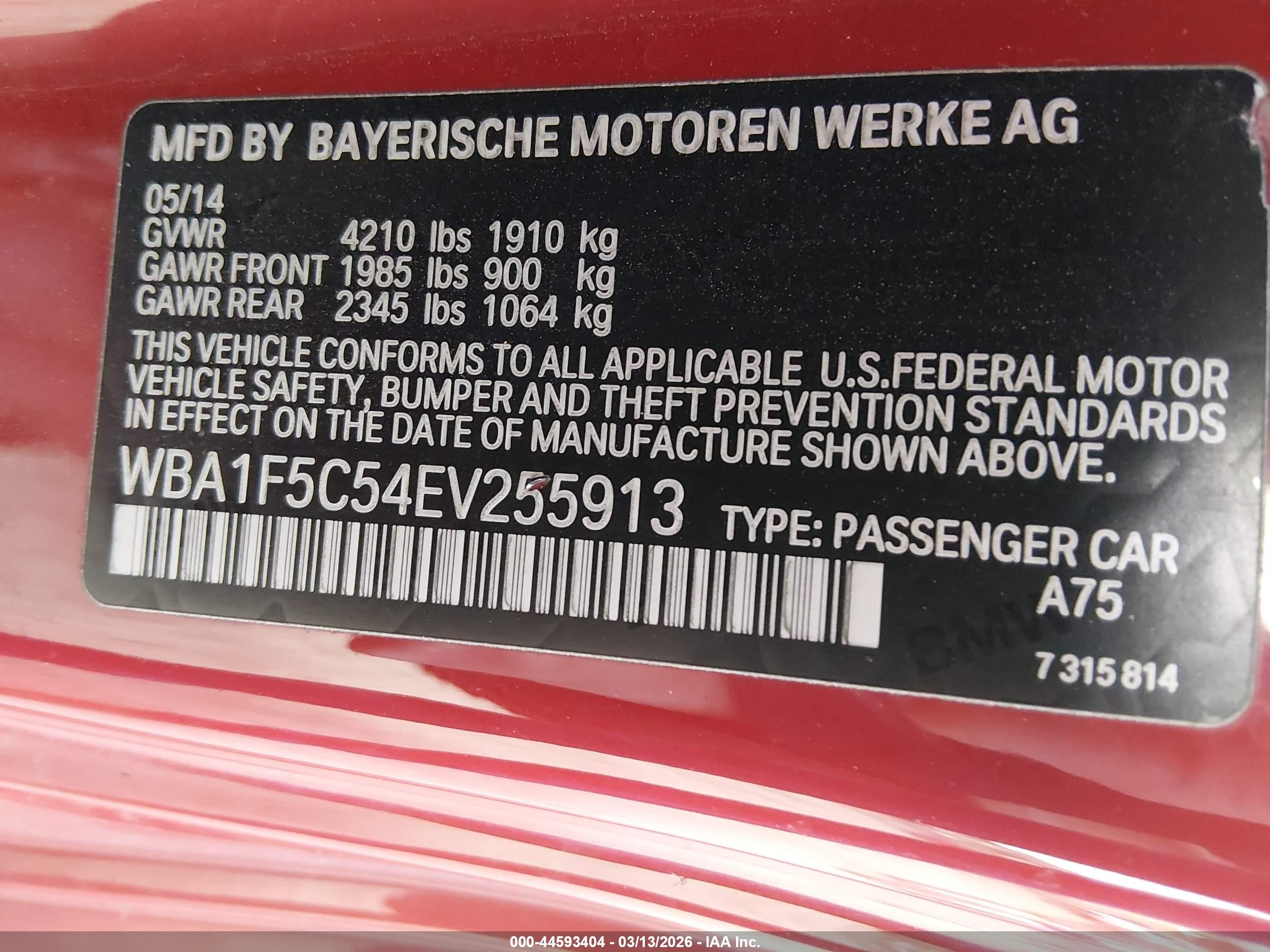 2014 Bmw 228i   Red vin: WBA1F5C54EV255913