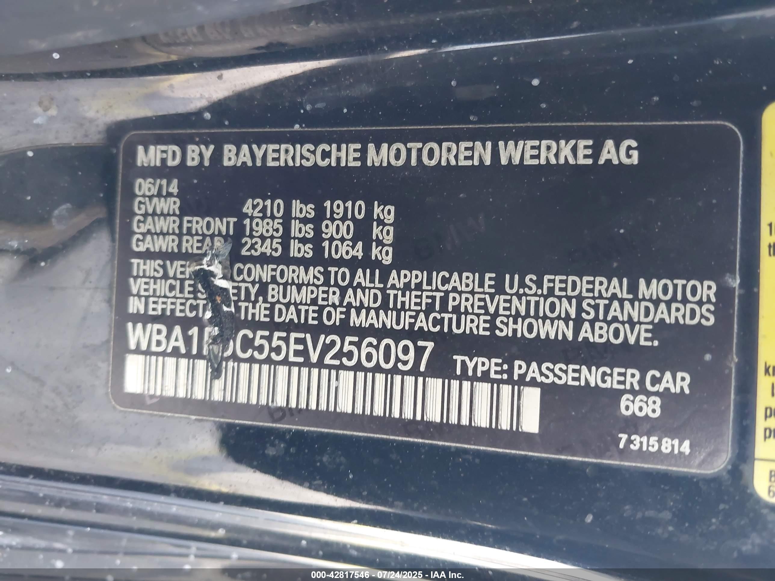 2014 Bmw 228i   Black vin: WBA1F5C55EV256097