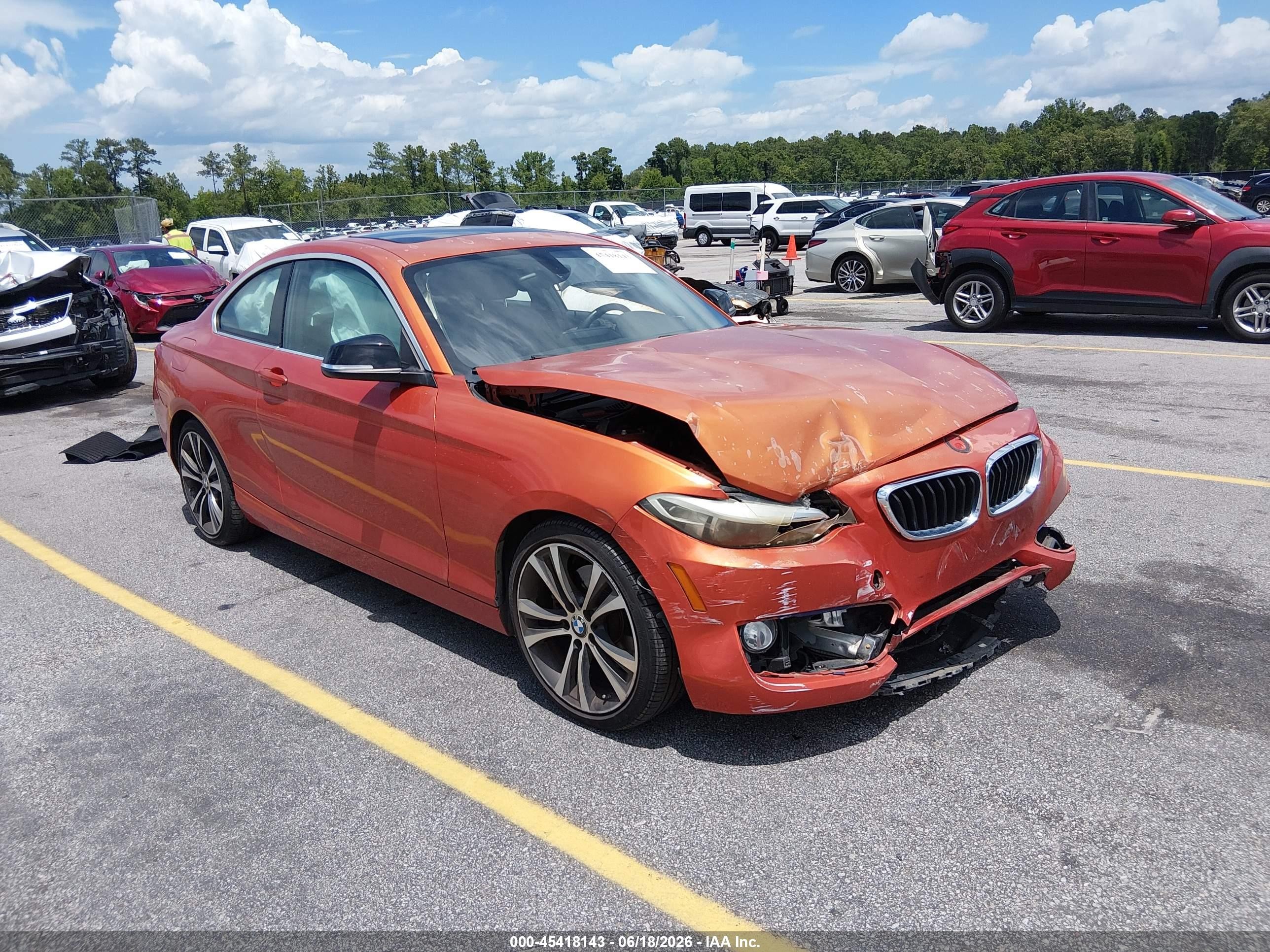 2014 Bmw 228i Orange vin: WBA1F5C57EV255257