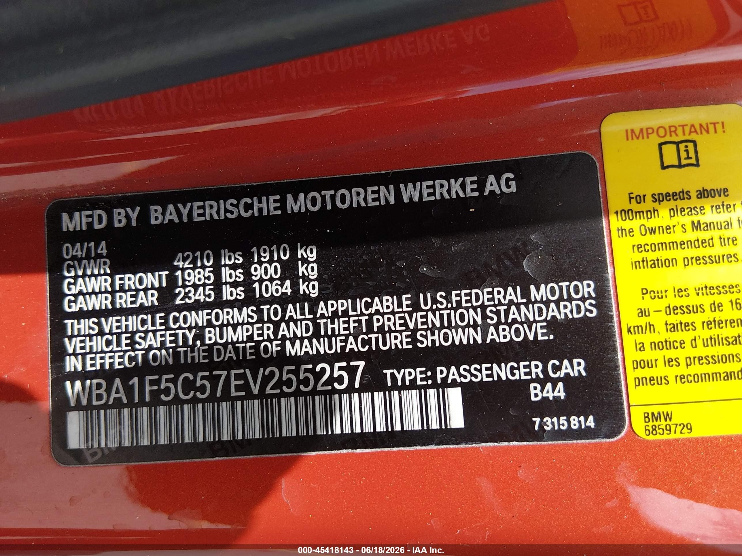 2014 Bmw 228i   Orange vin: WBA1F5C57EV255257