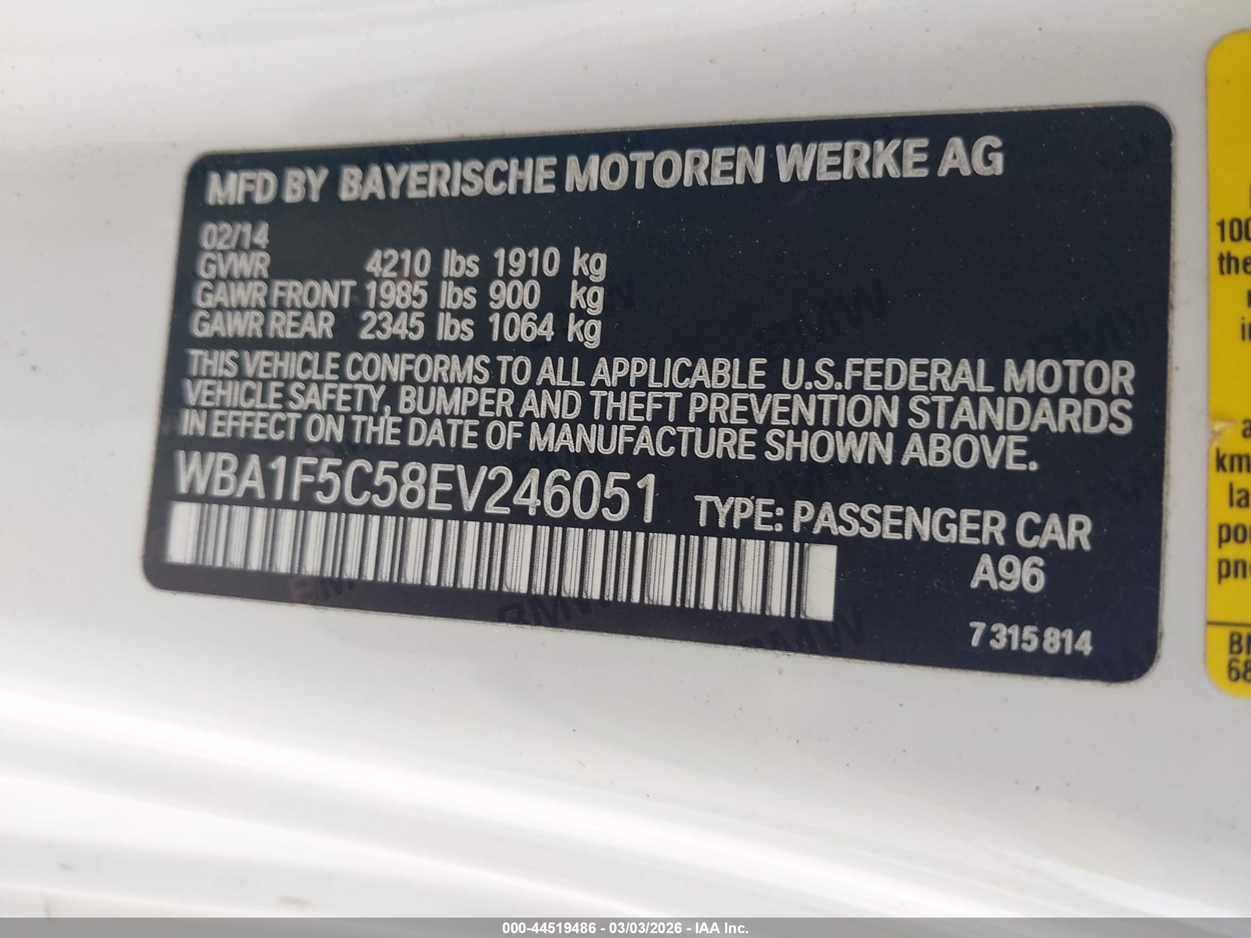 2014 Bmw 228i   White vin: WBA1F5C58EV246051