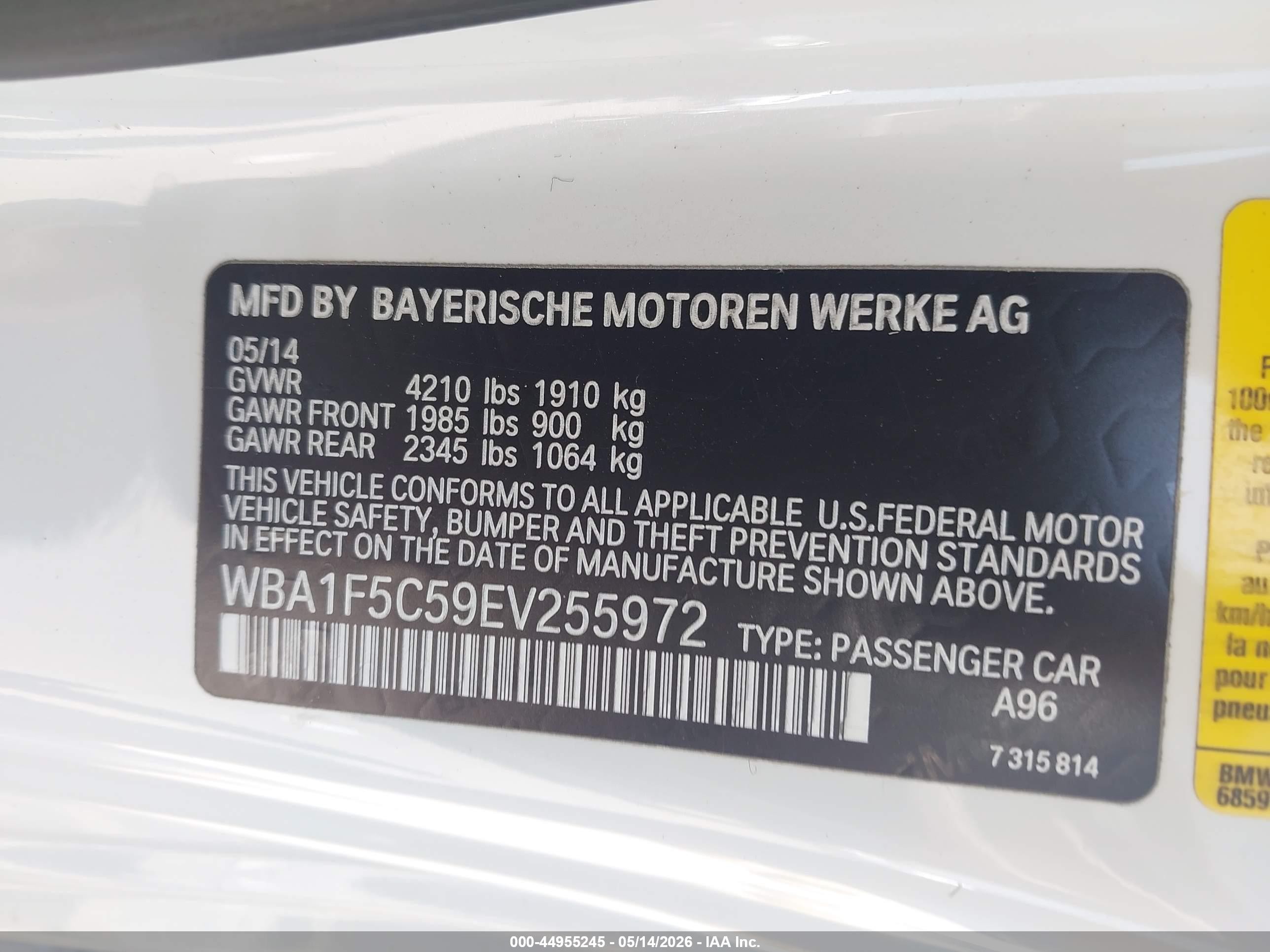 2014 Bmw 228i   White vin: WBA1F5C59EV255972