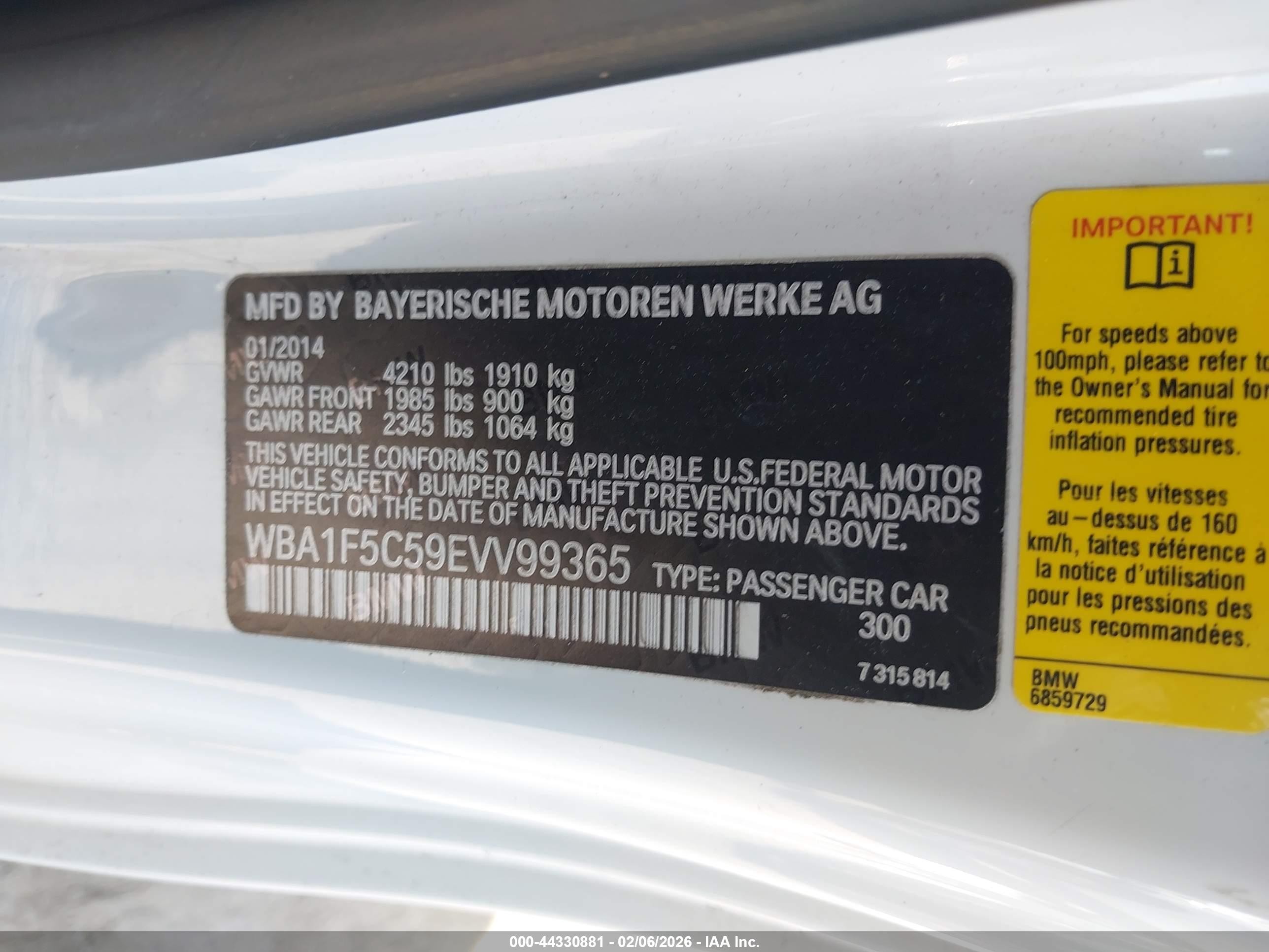 2014 Bmw 228i   White vin: WBA1F5C59EVV99365