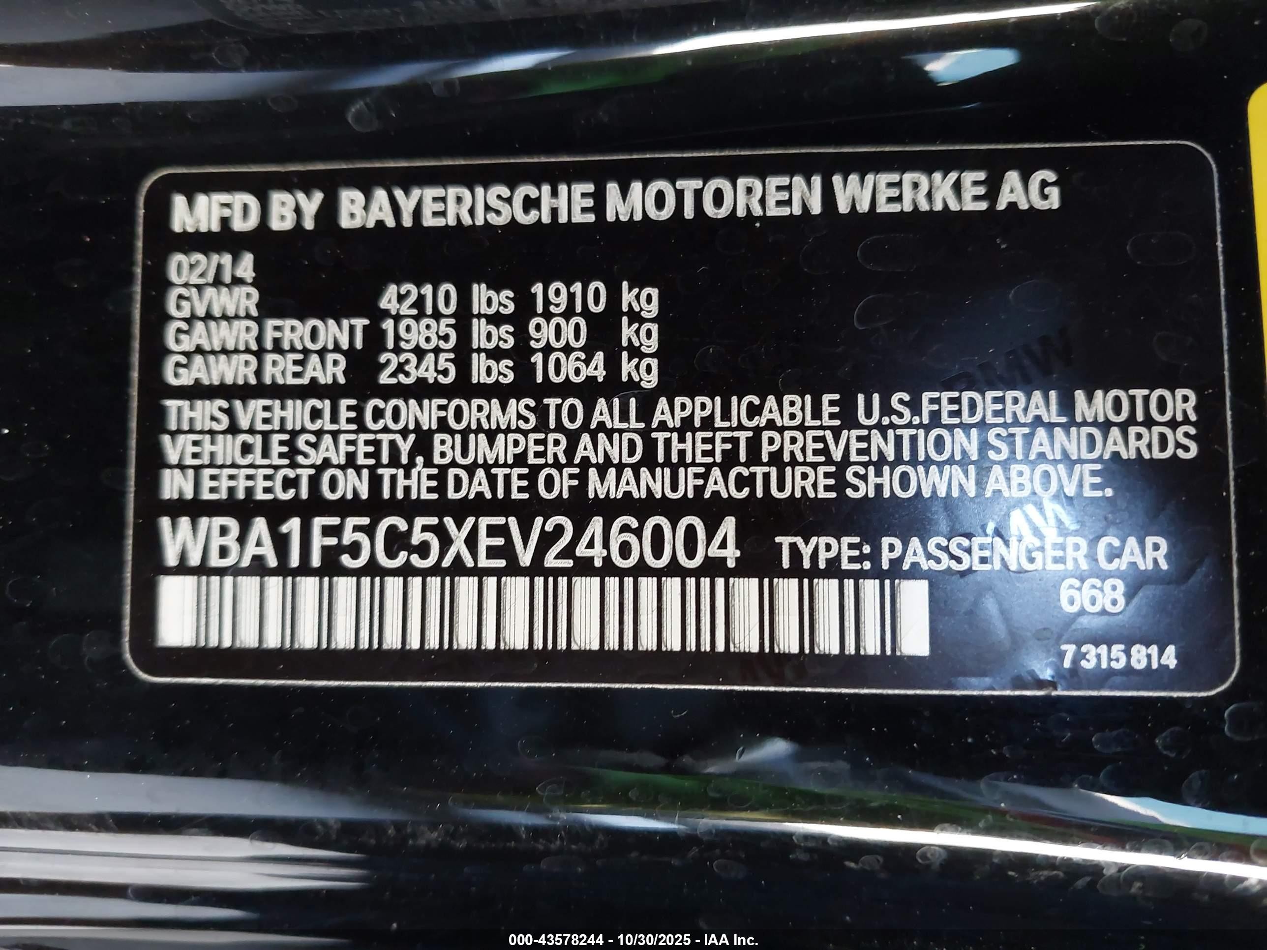 2014 Bmw 228i   Black vin: WBA1F5C5XEV246004